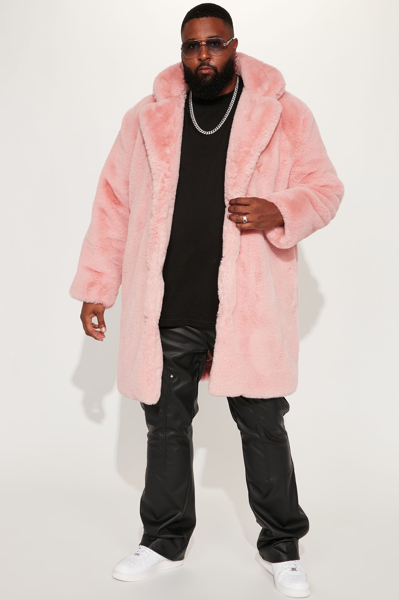 Caputo Faux Mink Fur Long Coat - Pink