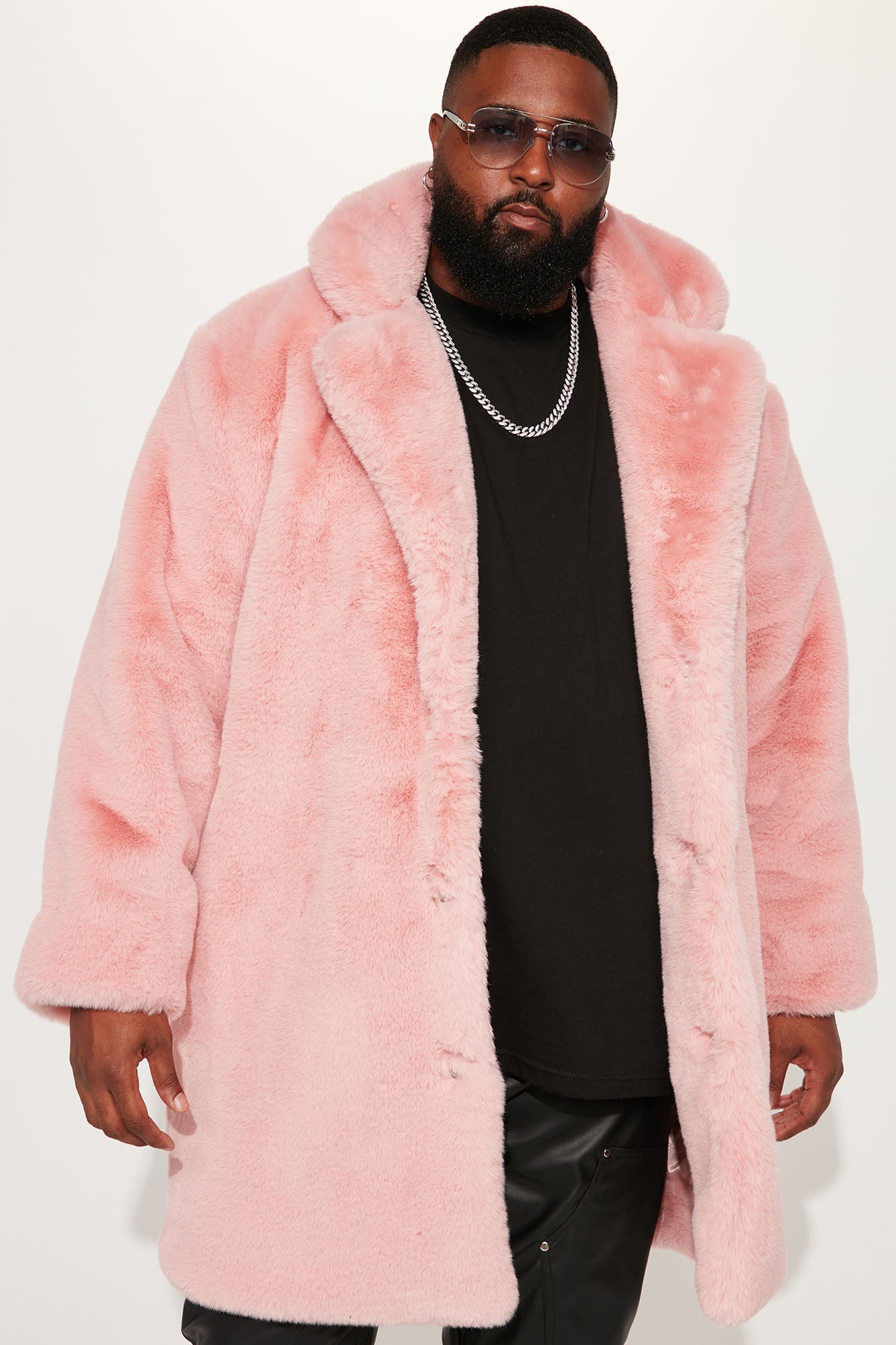 Caputo Faux Mink Fur Long Coat - Pink