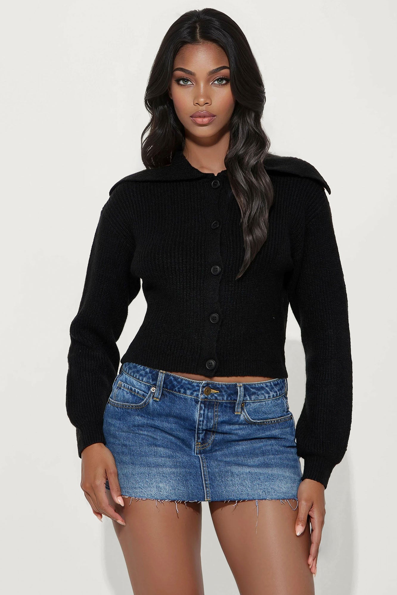 Carrie Collared Cardigan - Black