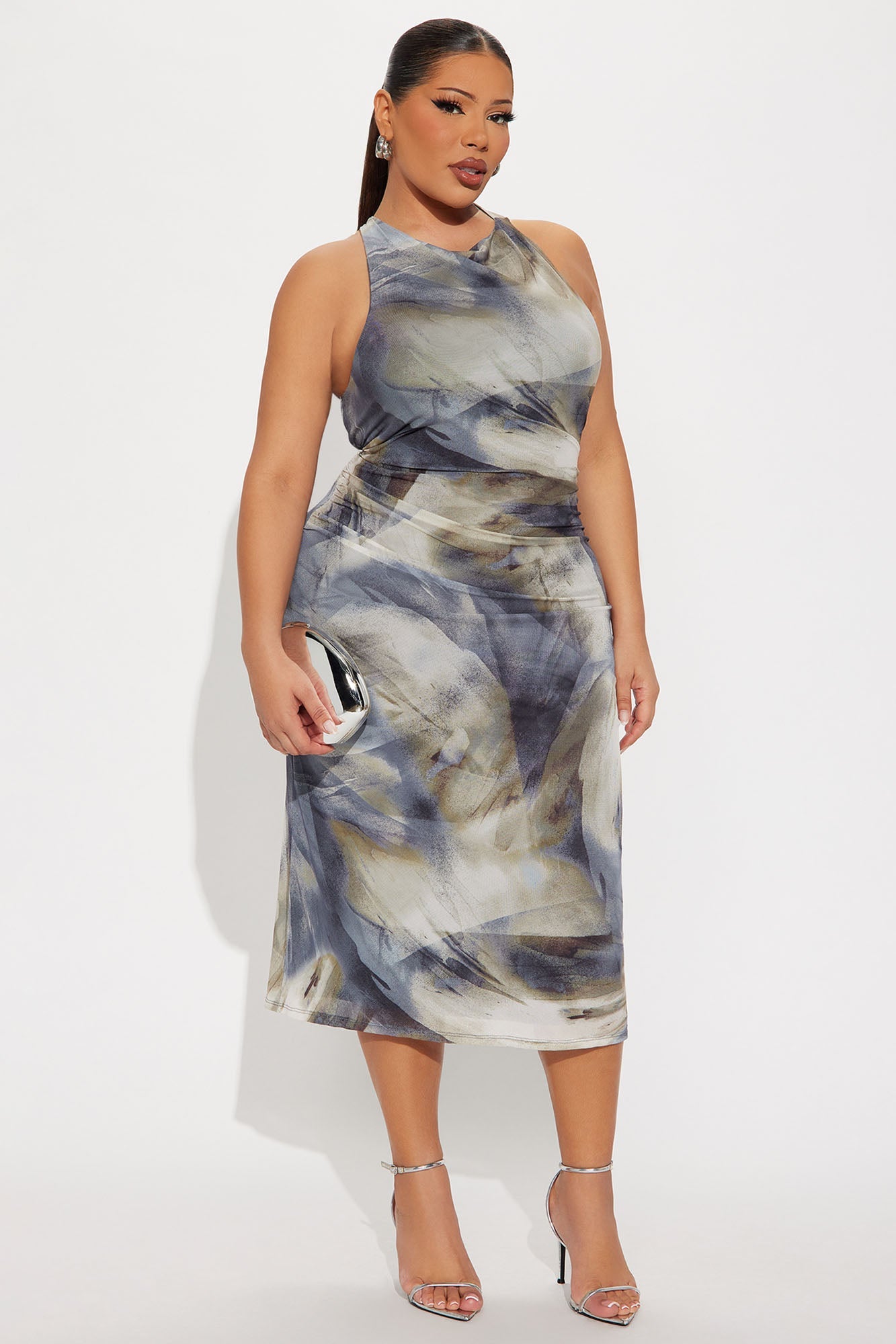 Piper Tie Dye Mesh Midi Dress - Blue/combo