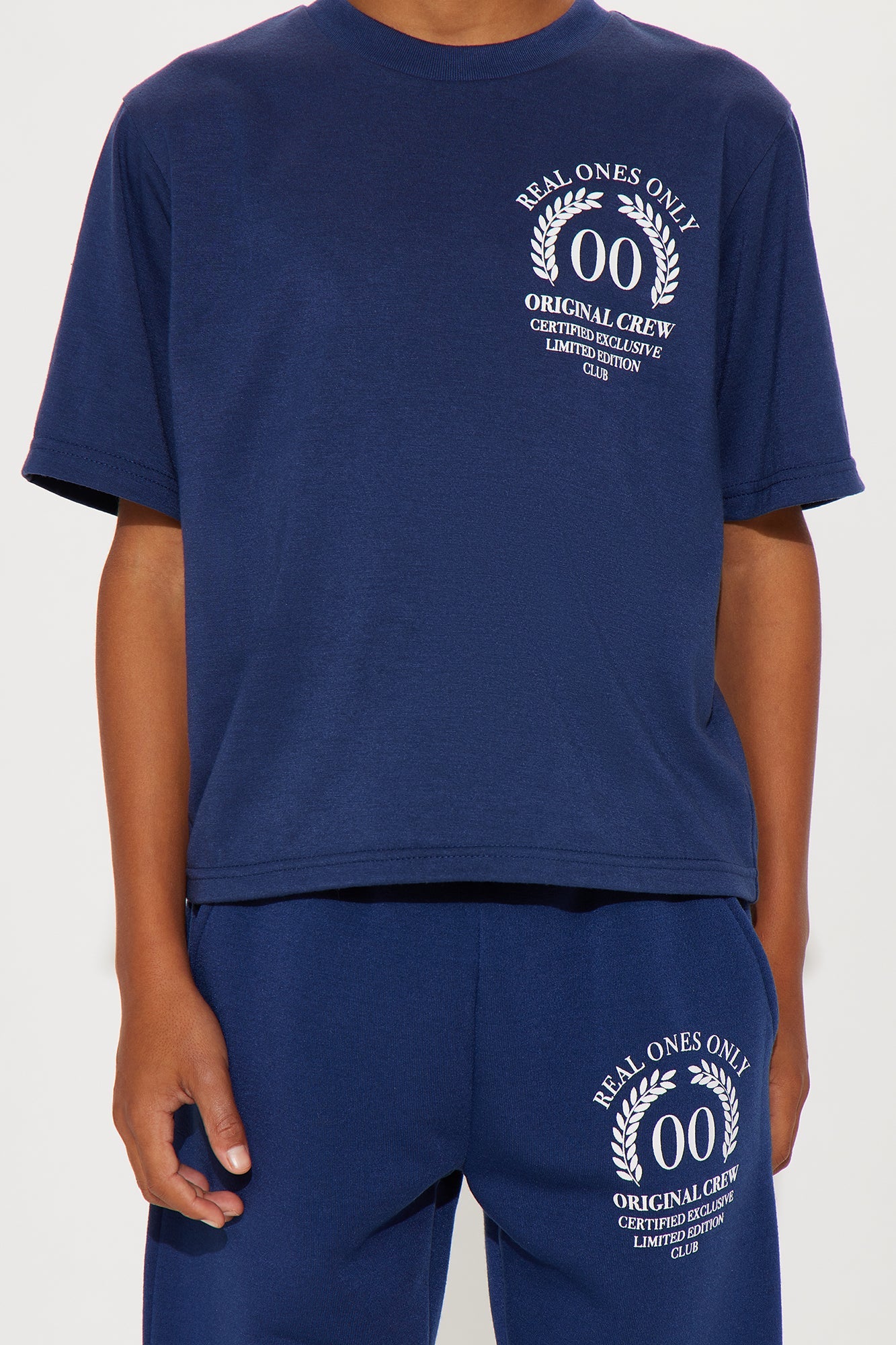 Mini Real Ones Only Front/Back T-Shirt And Pant Set - Navy