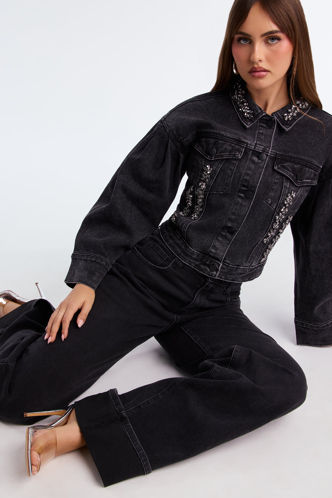 Ophelia Cuffed Wide Leg Jean - Black Wash