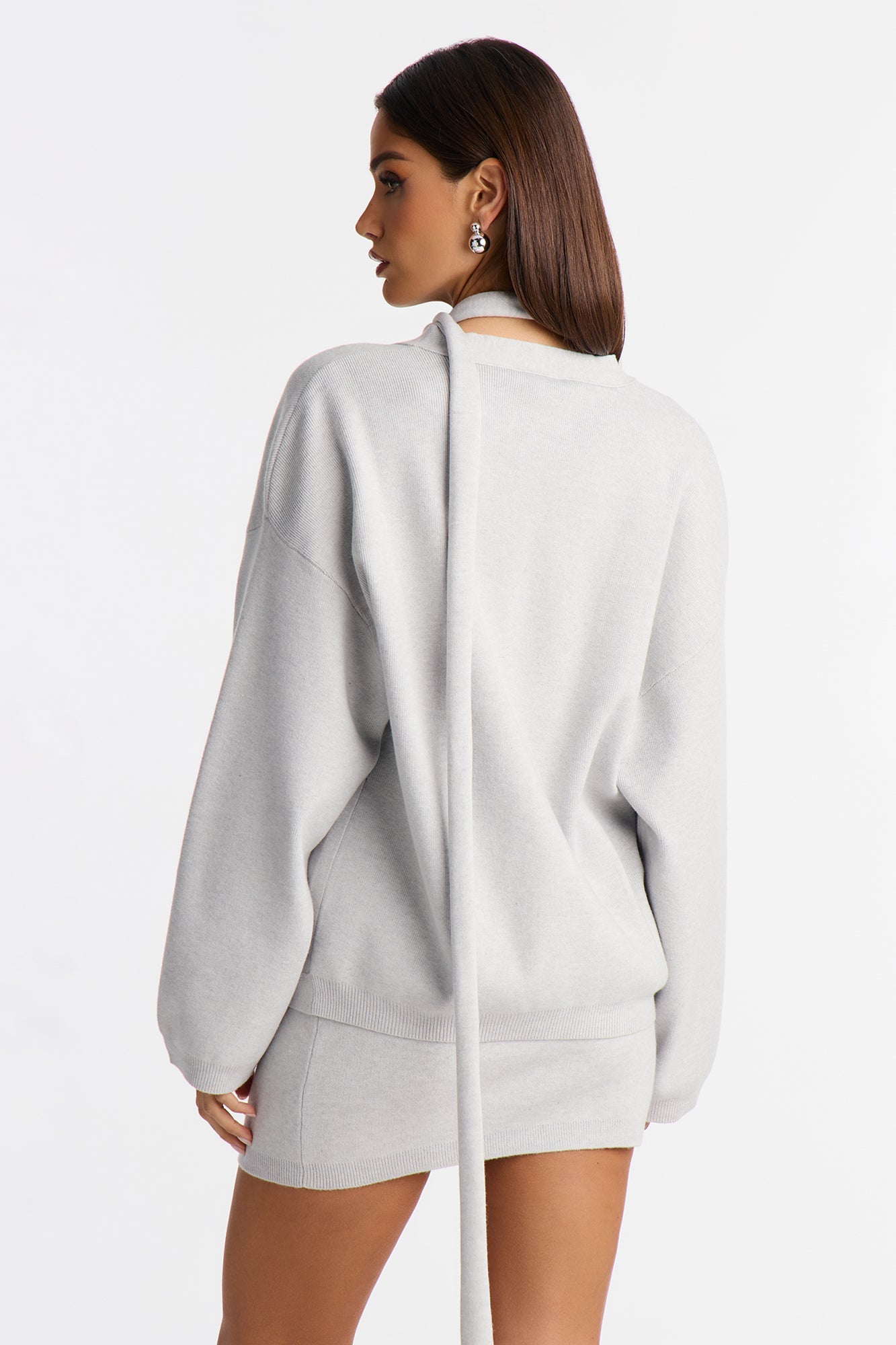Eden 3 Piece Sweater Scarf Mini Skirt Set - Grey