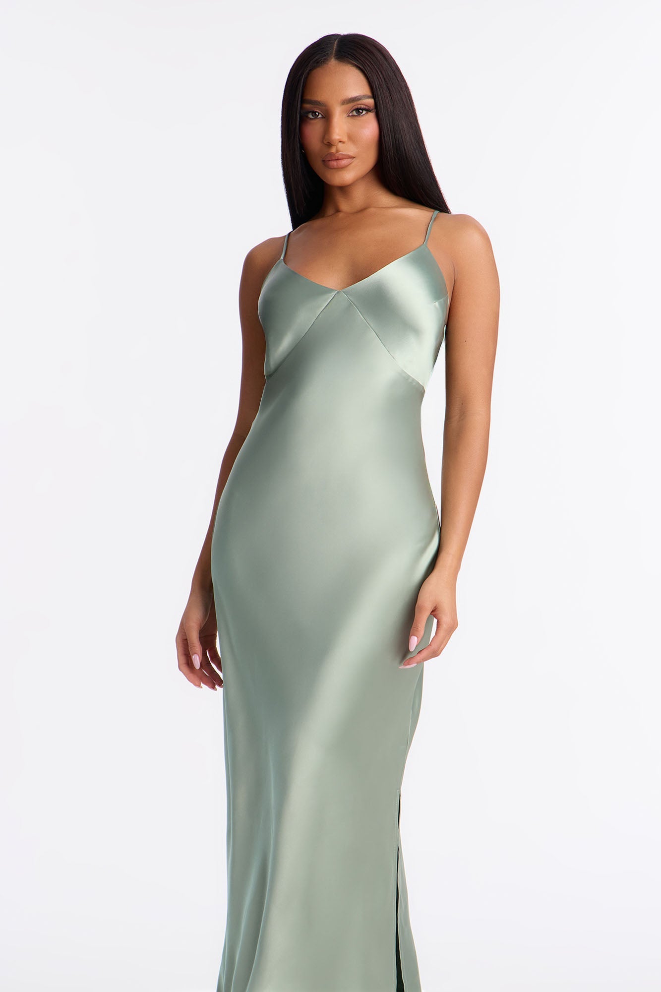 Always Sweet Satin Sweater Maxi Dress Set - Sage