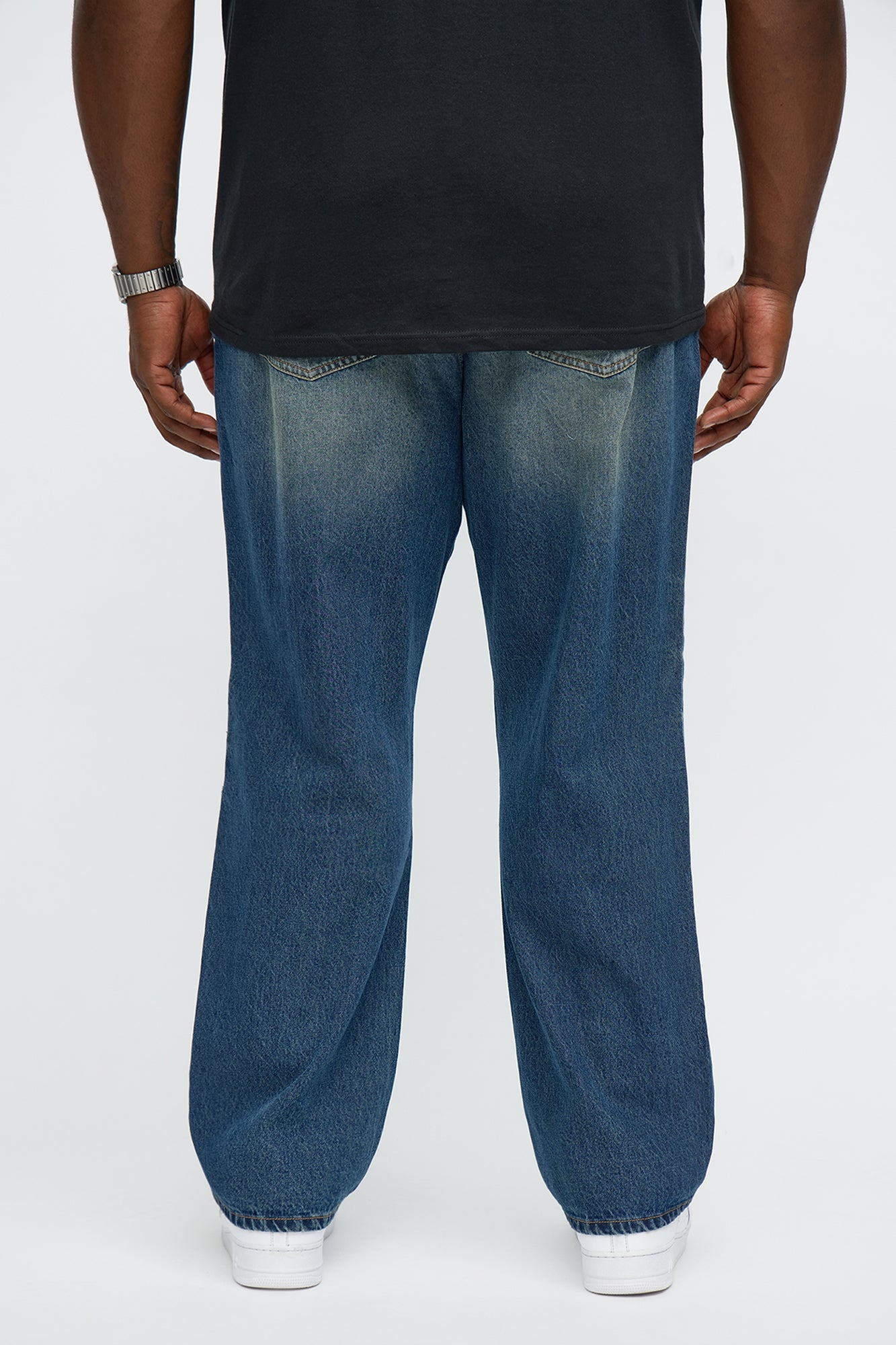 Straight With Stitches Distressed Jean - Vintage Blue Wash