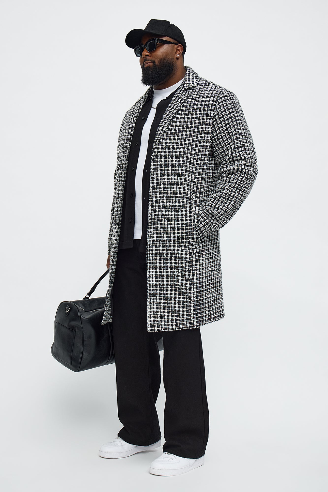 Textured Elevated Square Off Car Coat - Black