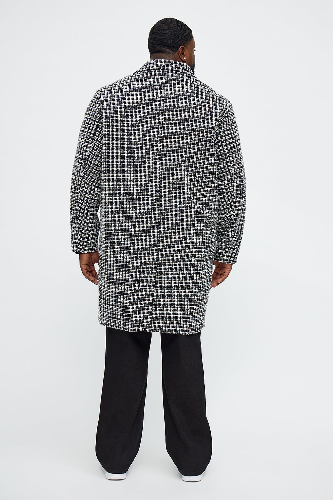 Textured Elevated Square Off Car Coat - Black