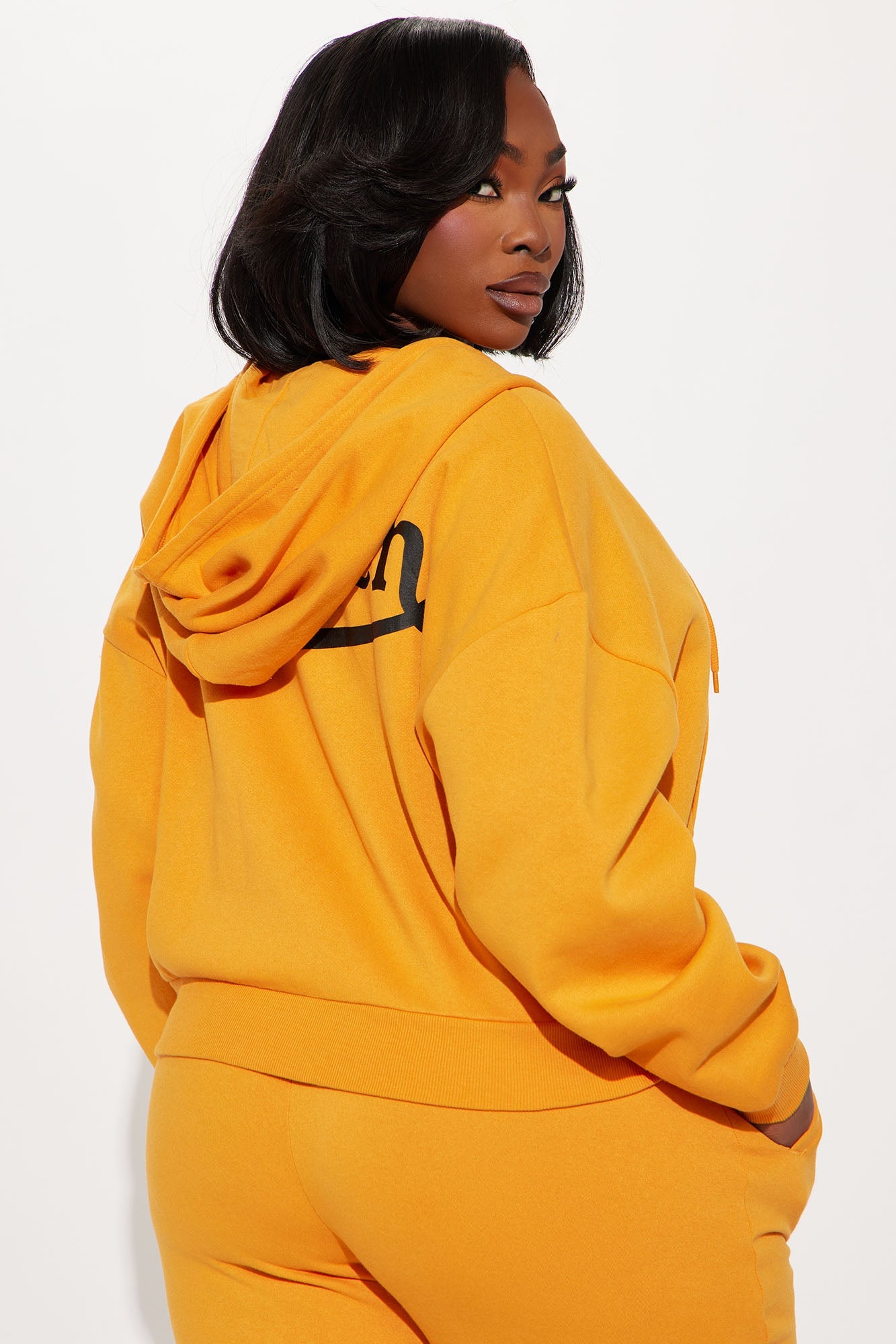 Von Dutch Embroidered Cropped Hoodie - Orange
