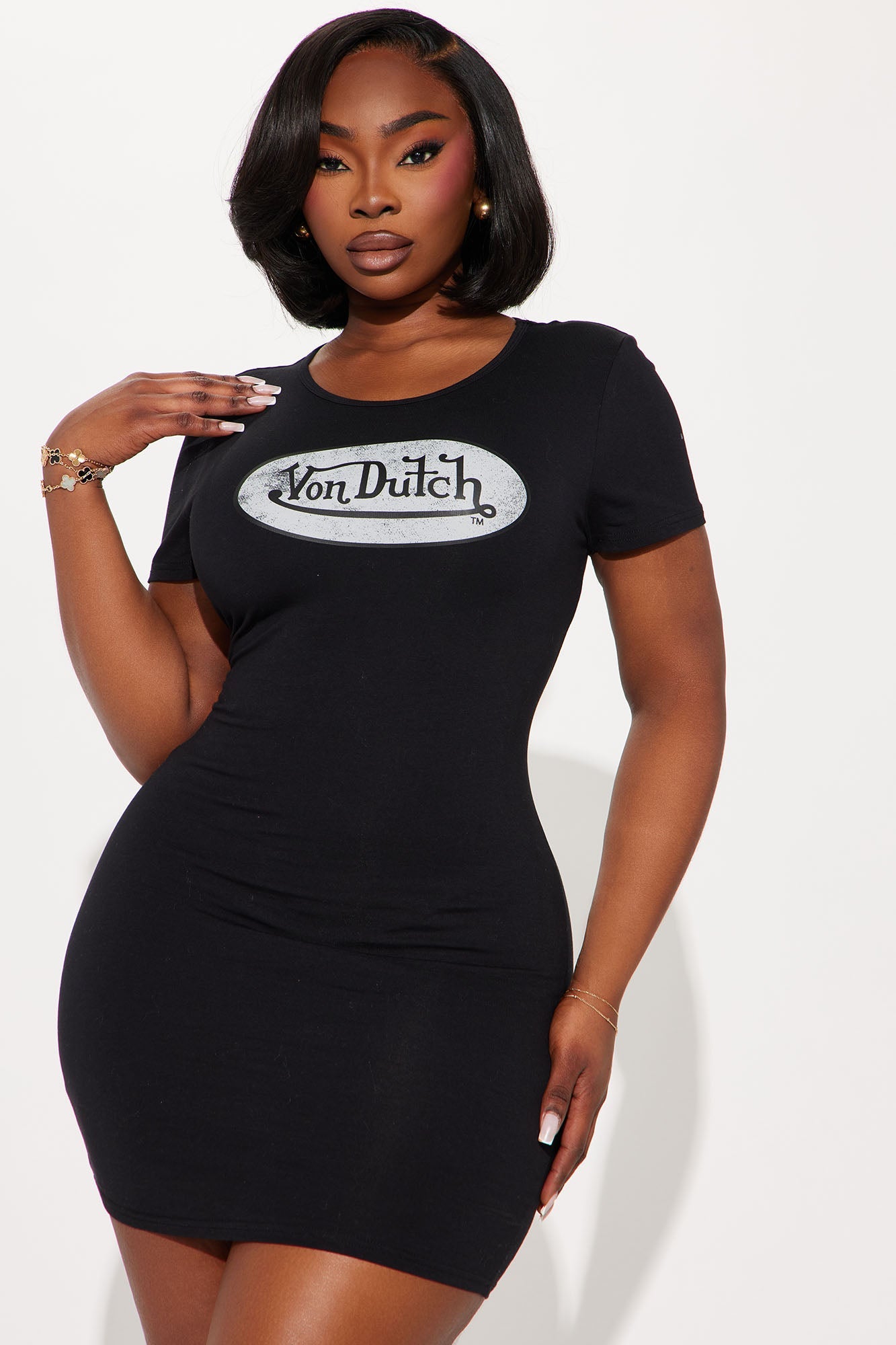 Von Dutch Distressed Mini Dress - Black
