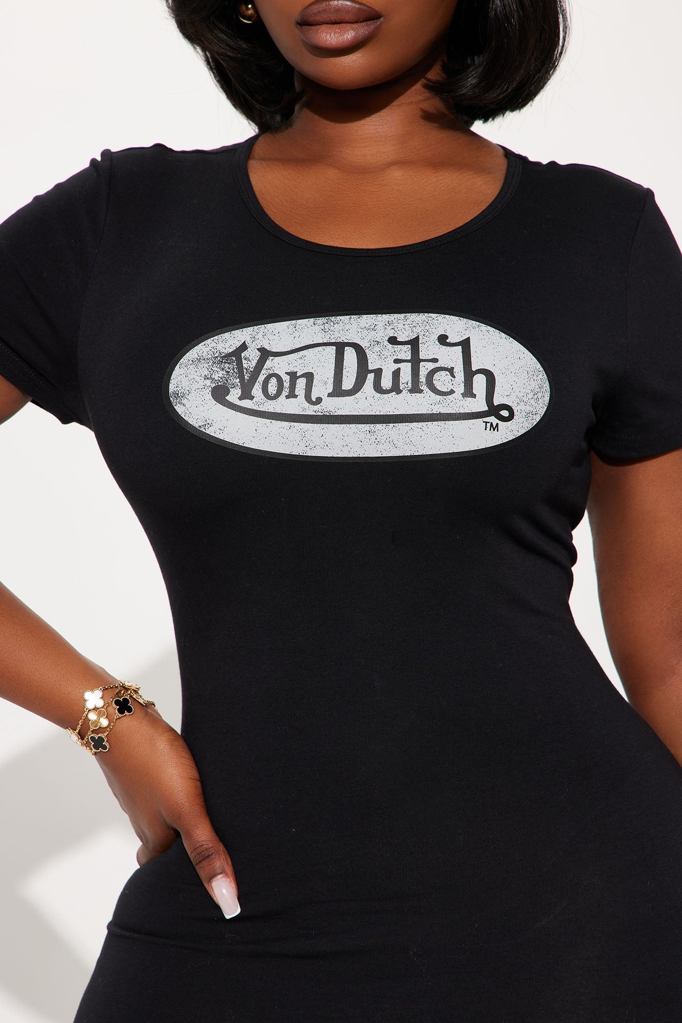 Von Dutch Distressed Mini Dress - Black
