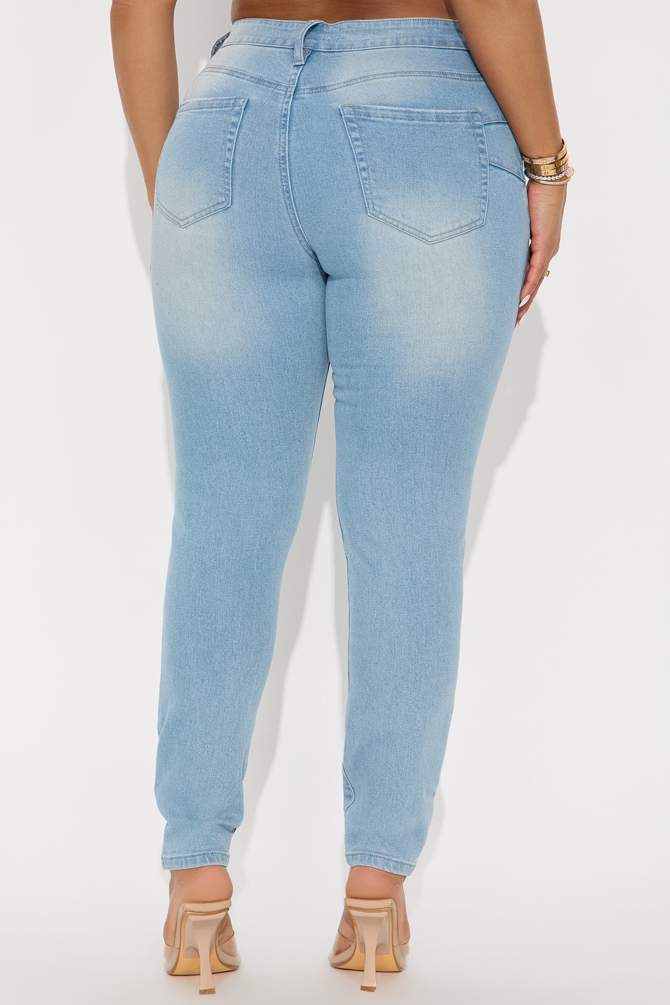 Girly Ambition Ripped Curvy Skinny Jeans - Light Wash