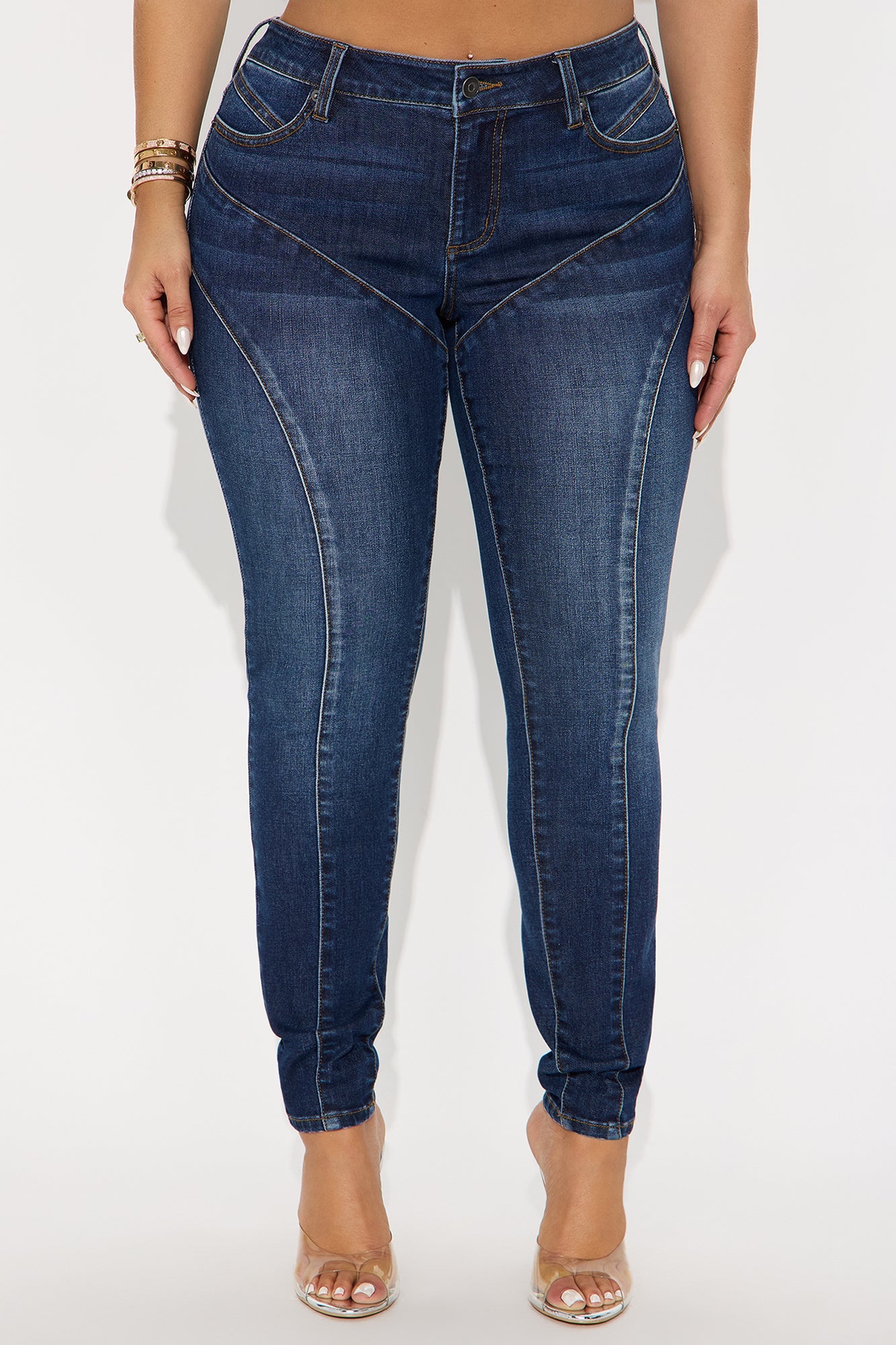 On Track Moto Skinny Jeans - Dark Wash
