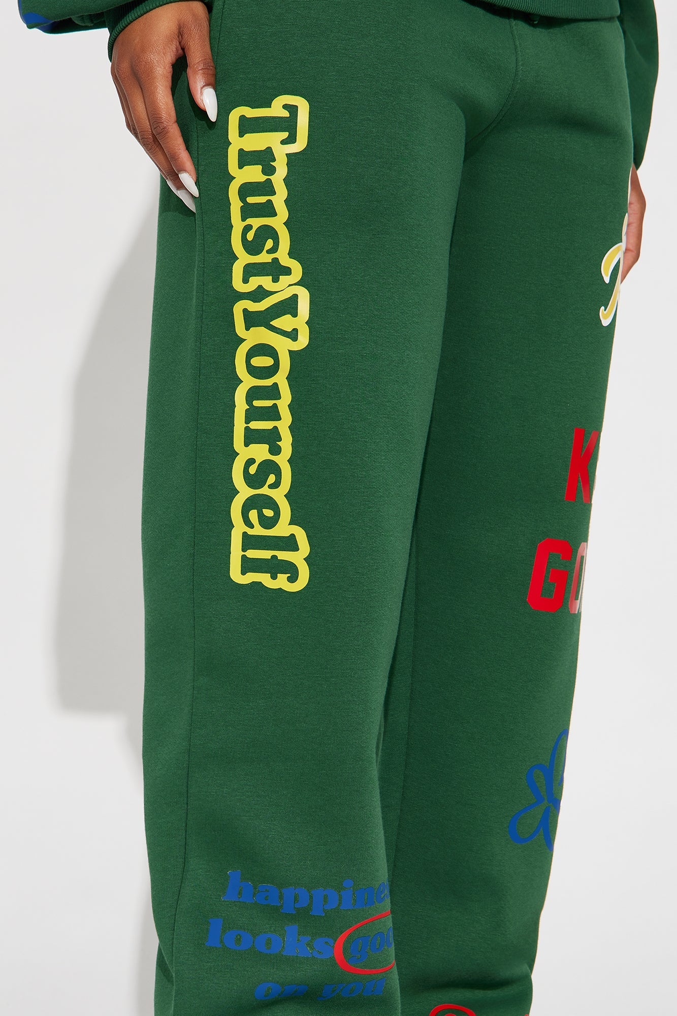 Optimism Overload Fleece Jogger Set - Green