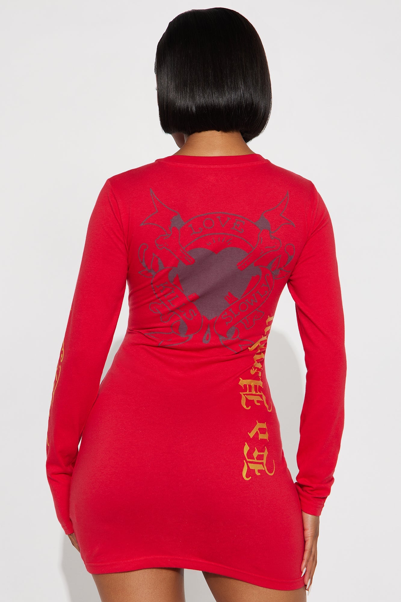 Ed Hardy Love Kills Slowly Long Sleeve Mini Dress - Red