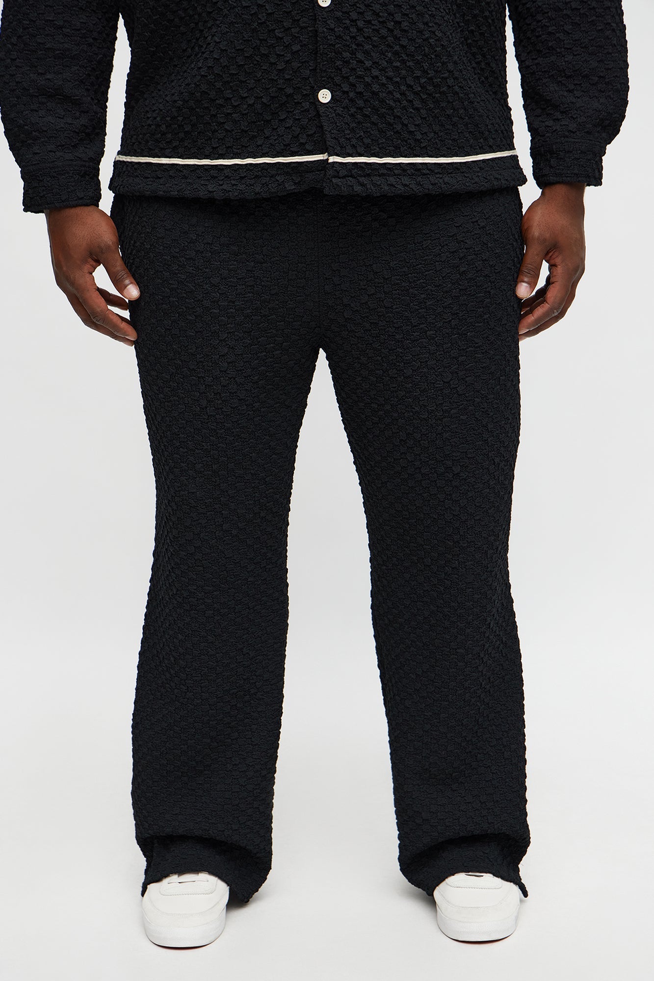 Slim Flare Soho Weave Slit Pant - Black