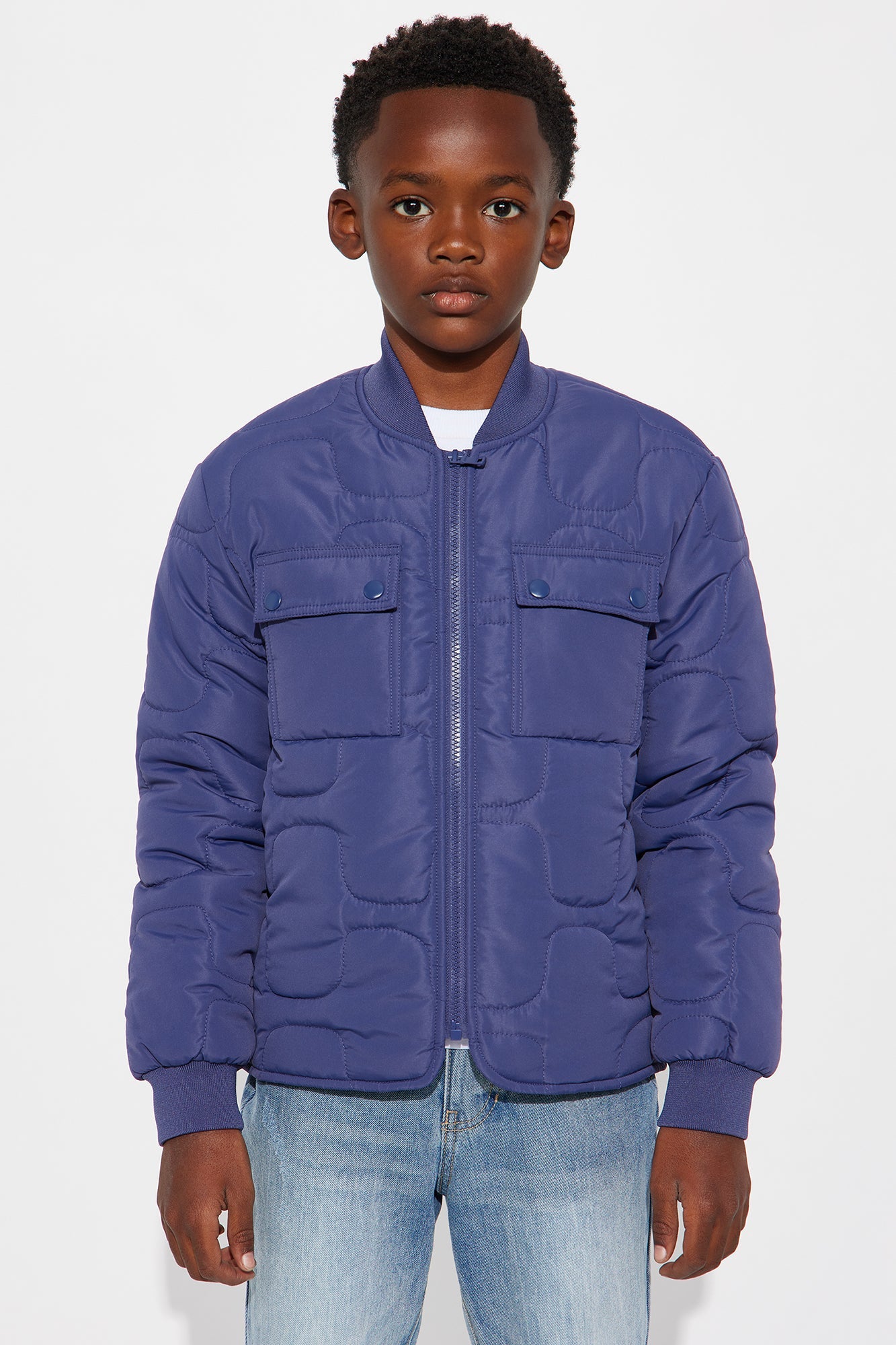 Mini Geo Quilted Jacket - Blue