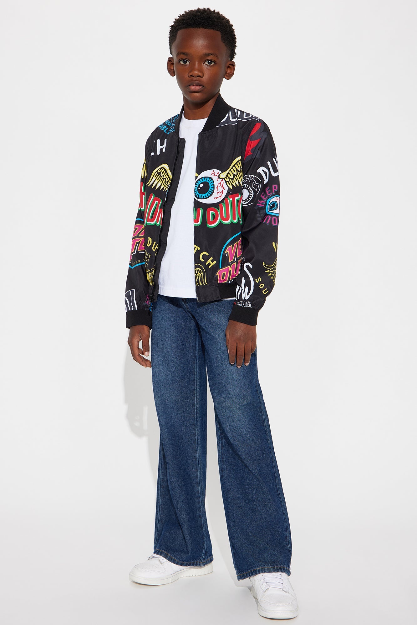Mini Von Dutch All Over Icon Print Varsity Jacket - Black