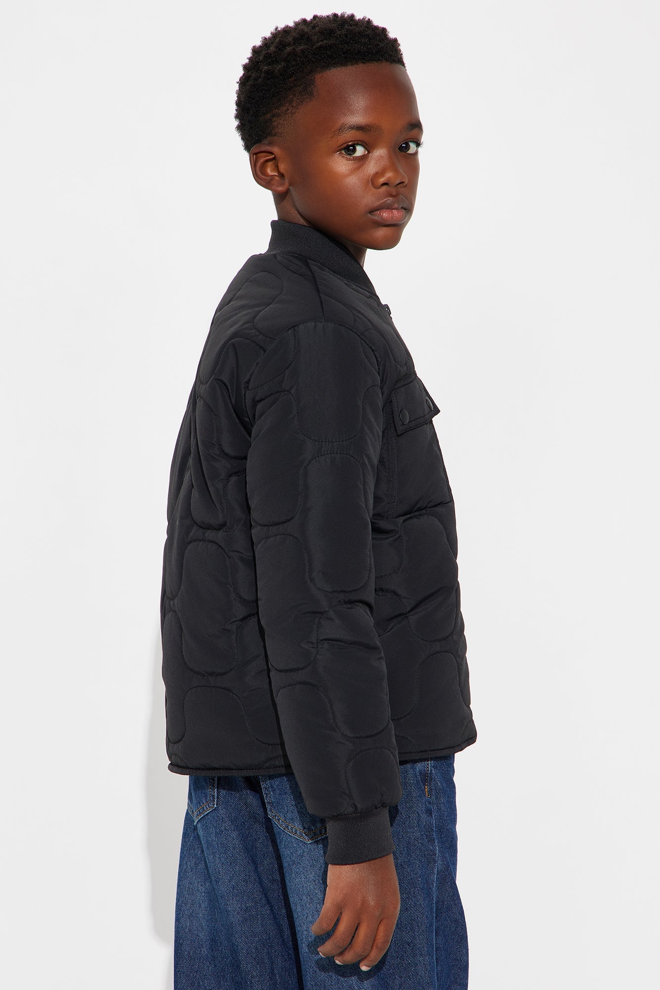 Mini Geo Quilted Jacket - Black