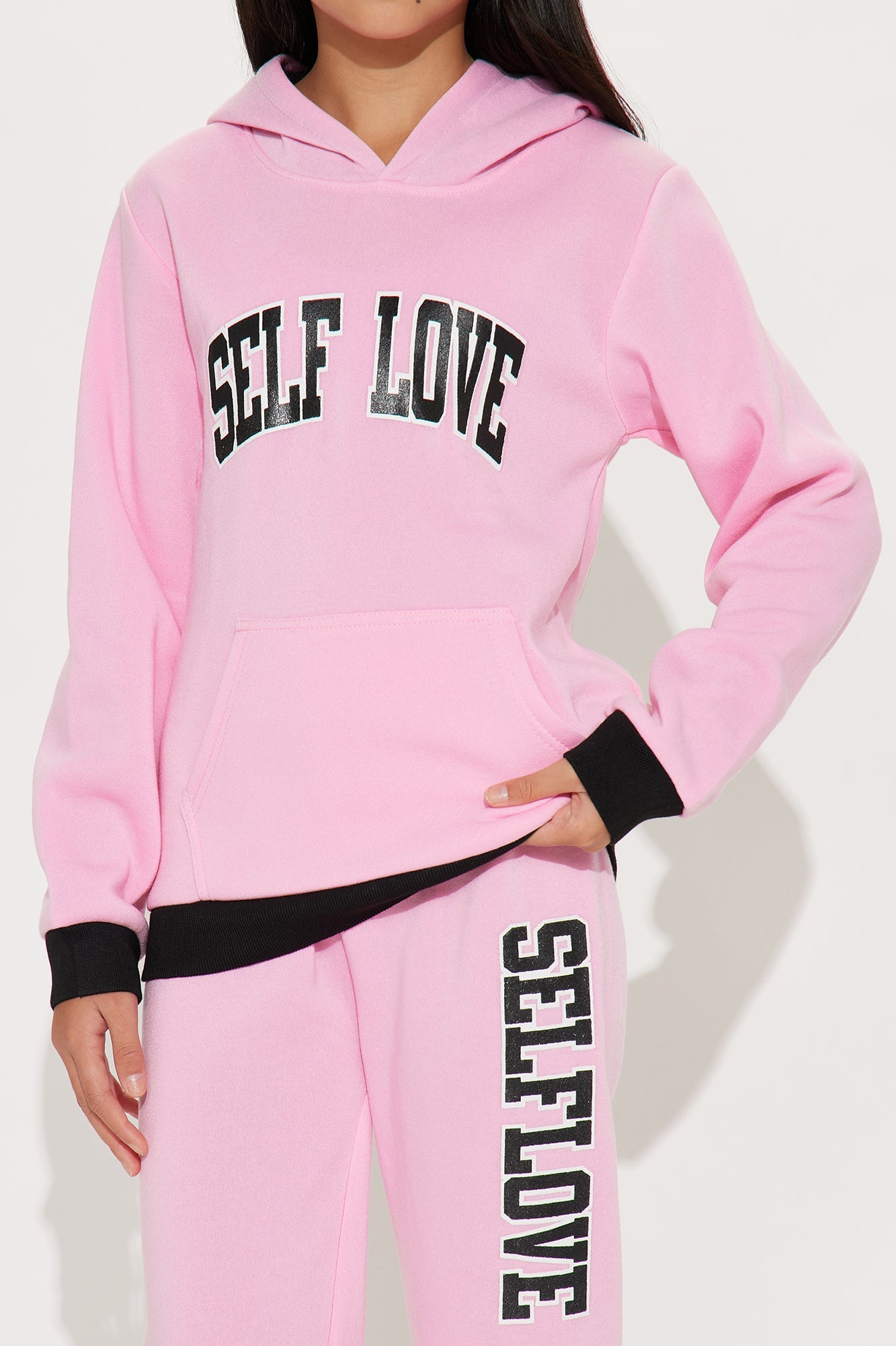 Mini Choosing Self Love Hoodie And Pant Set - Pink