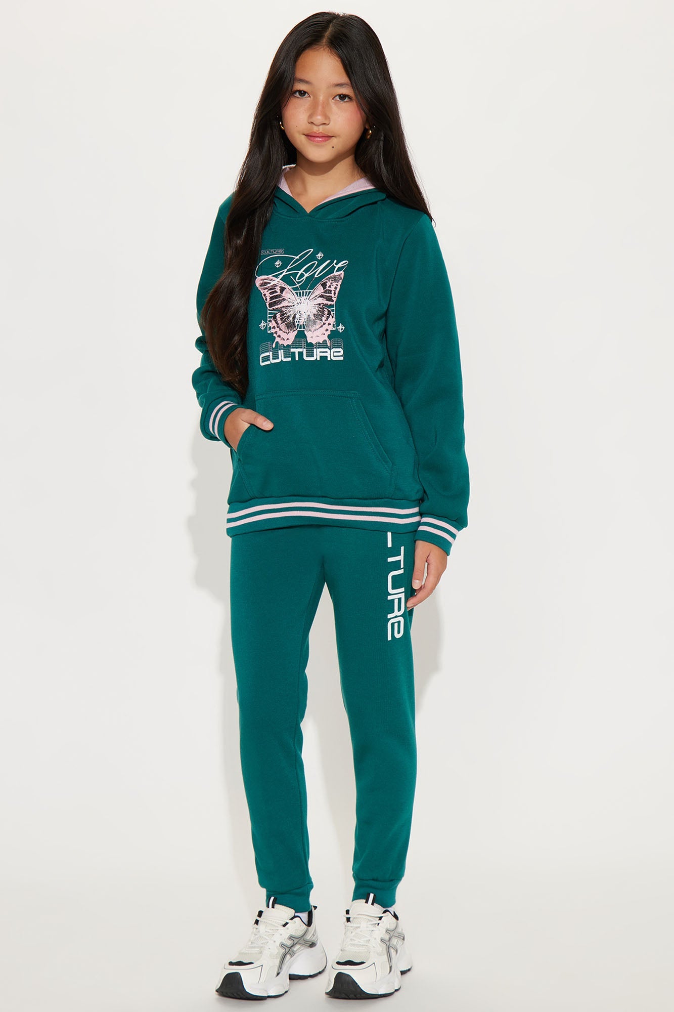 Mini Love Culture Hoodie And Pant Set - Hunter
