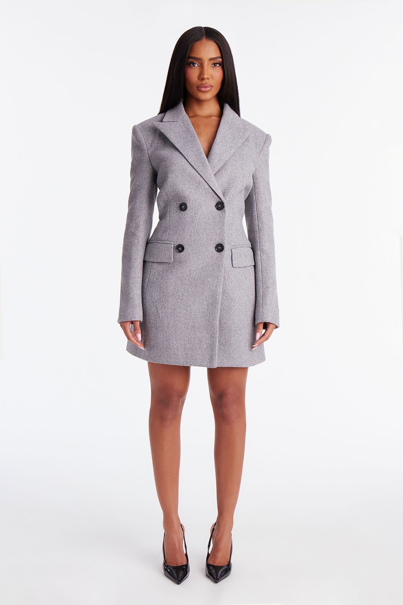 Madison Double Breasted Blazer Mini Dress - Grey