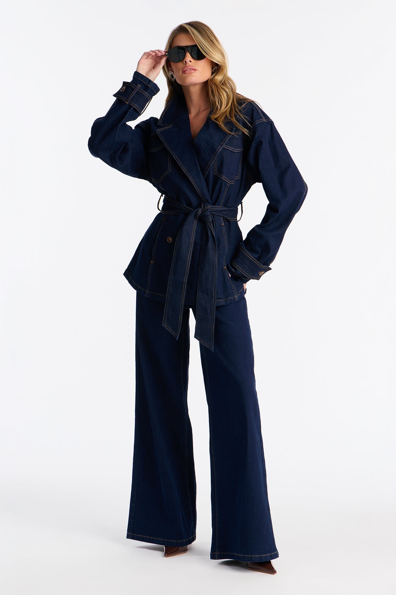 In The Trench Denim Pant Set - Dark Wash