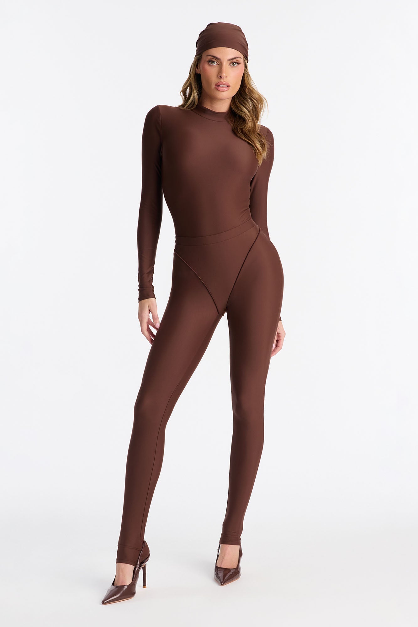 Isabelle 3 Piece Bodysuit Legging Set - Brown