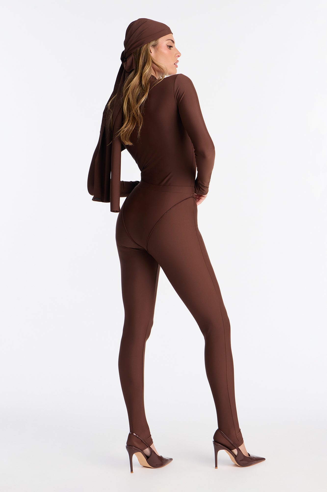 Isabelle 3 Piece Bodysuit Legging Set - Brown