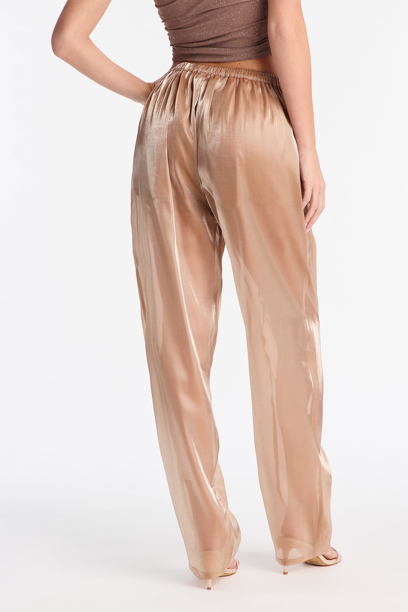 Midnight Madness High Rise Sheer Barrel Leg Pant 32″ - Champagne
