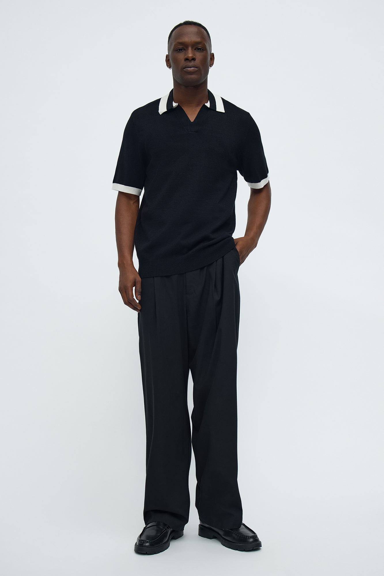 Capri In Fall Knitted Polo - Black/combo
