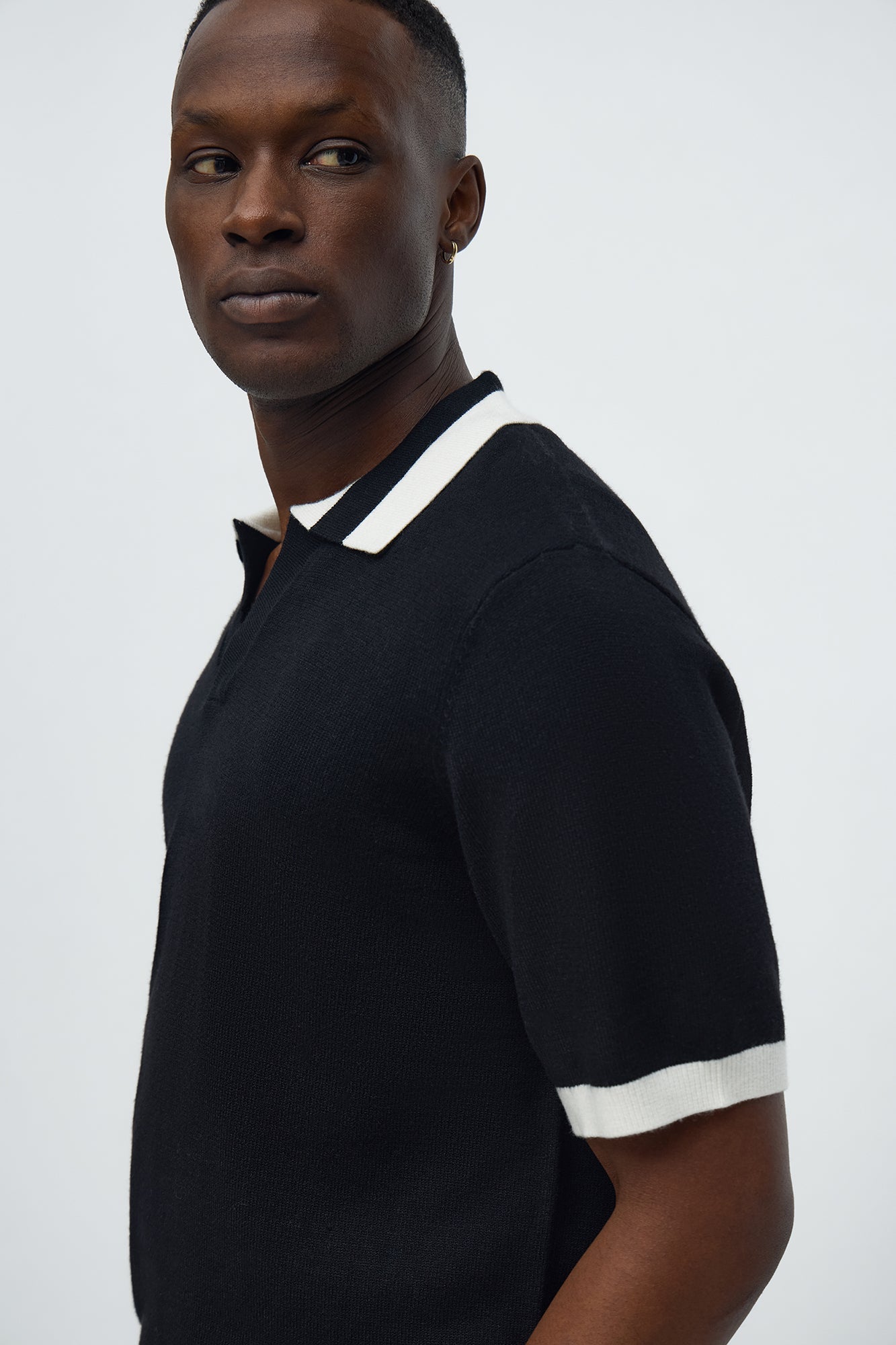 Capri In Fall Knitted Polo - Black/combo