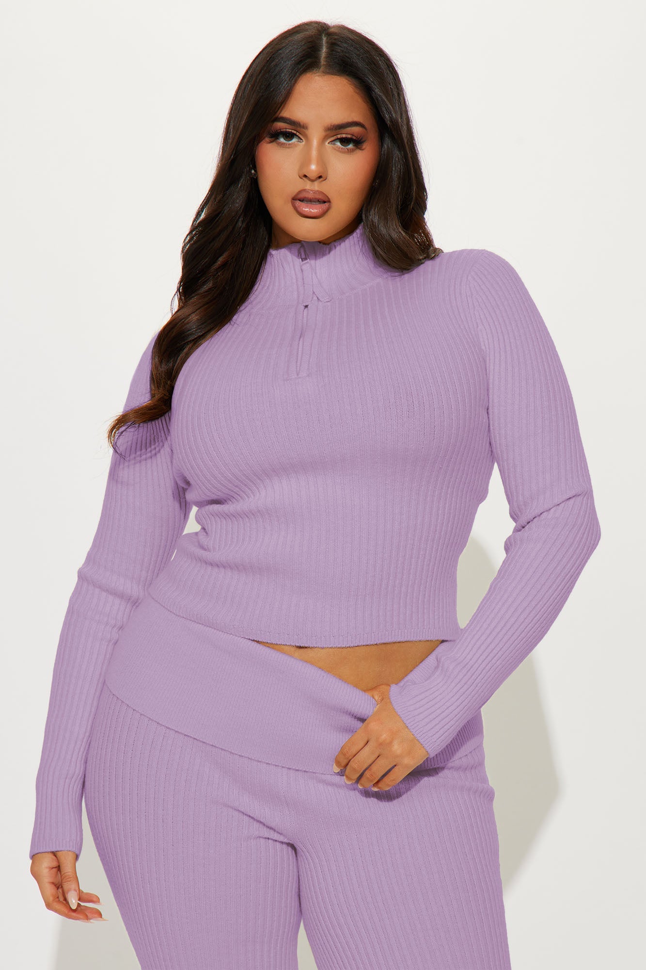 Sheena Sweater Foldover Pant Set - Lavender