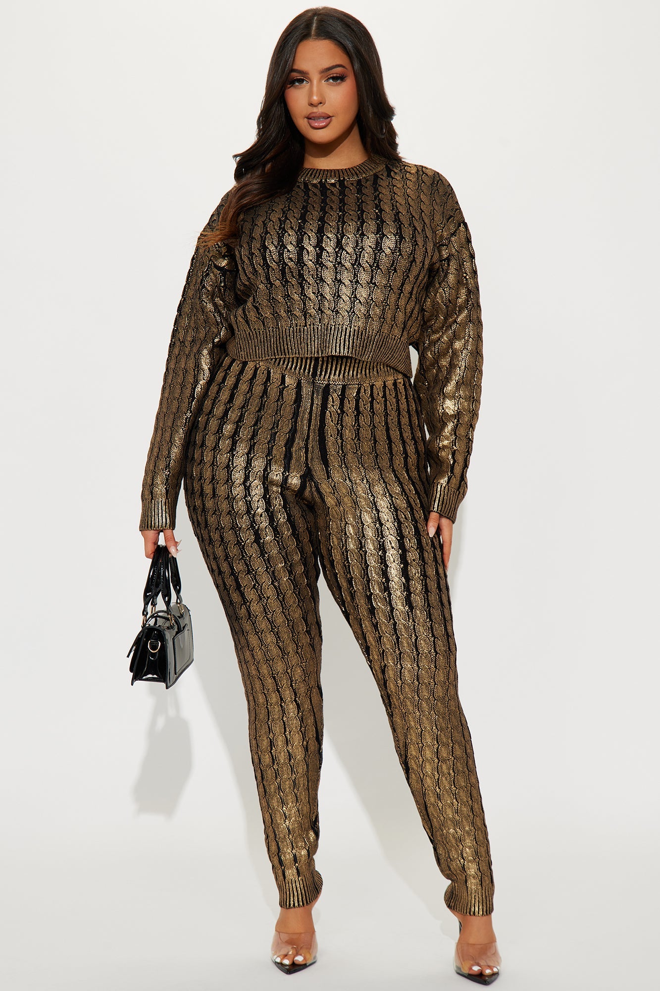 Lily Metallic Sweater Legging Set - Gold