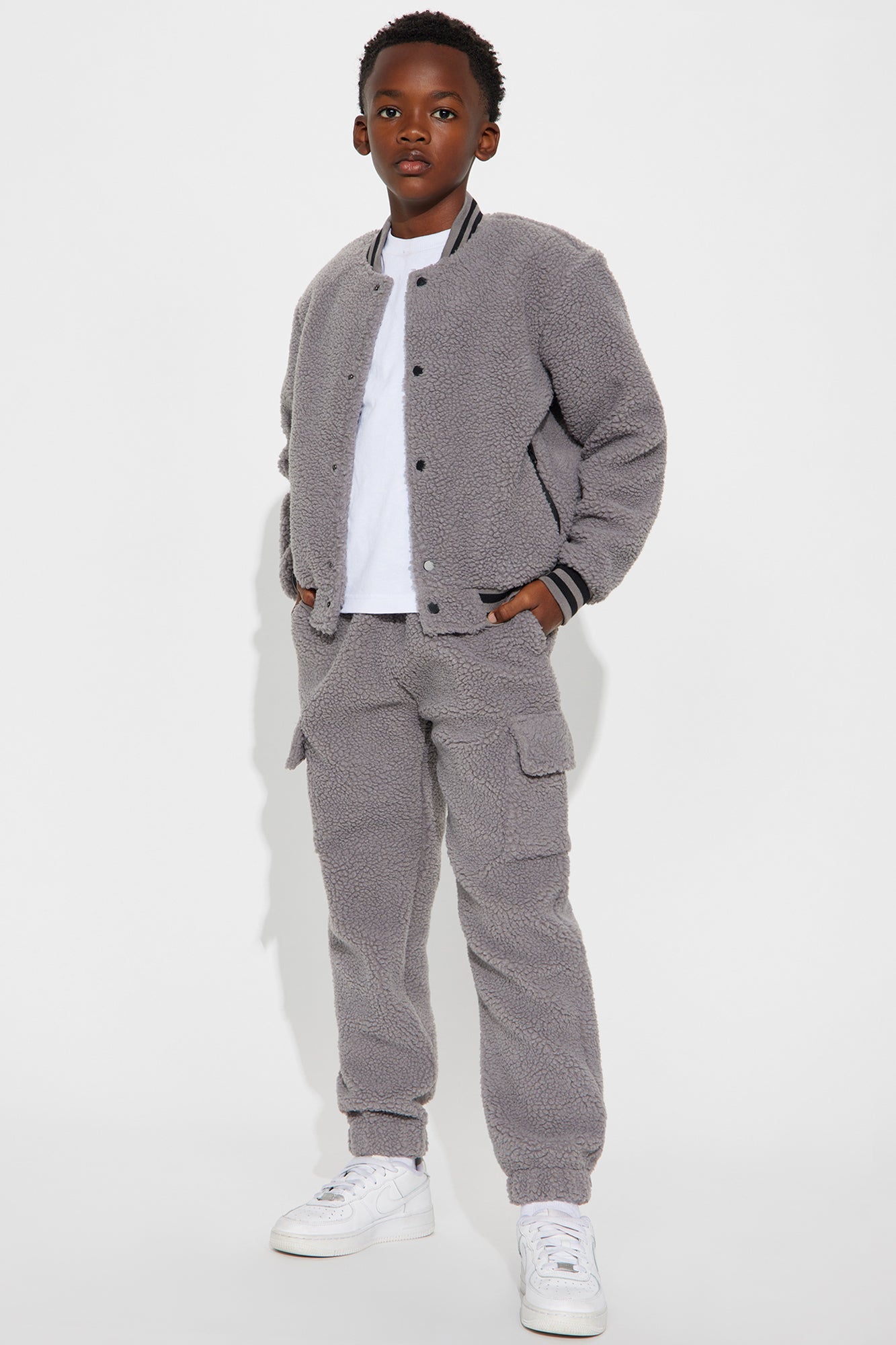 Mini Teddy Varsity Sherpa Pant - Grey