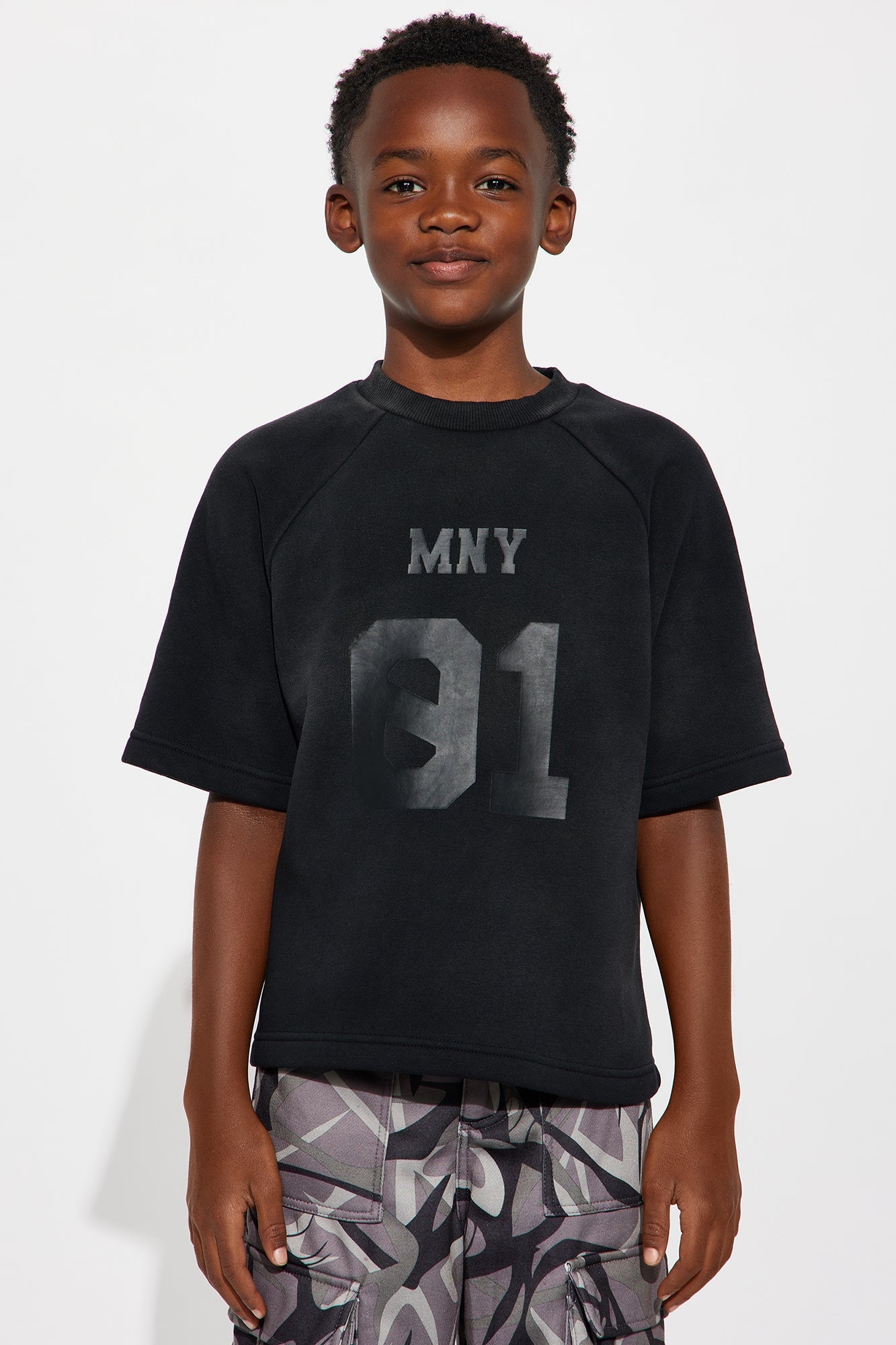 Mini Money Short Sleeve Raglan Sweatshirt - Black