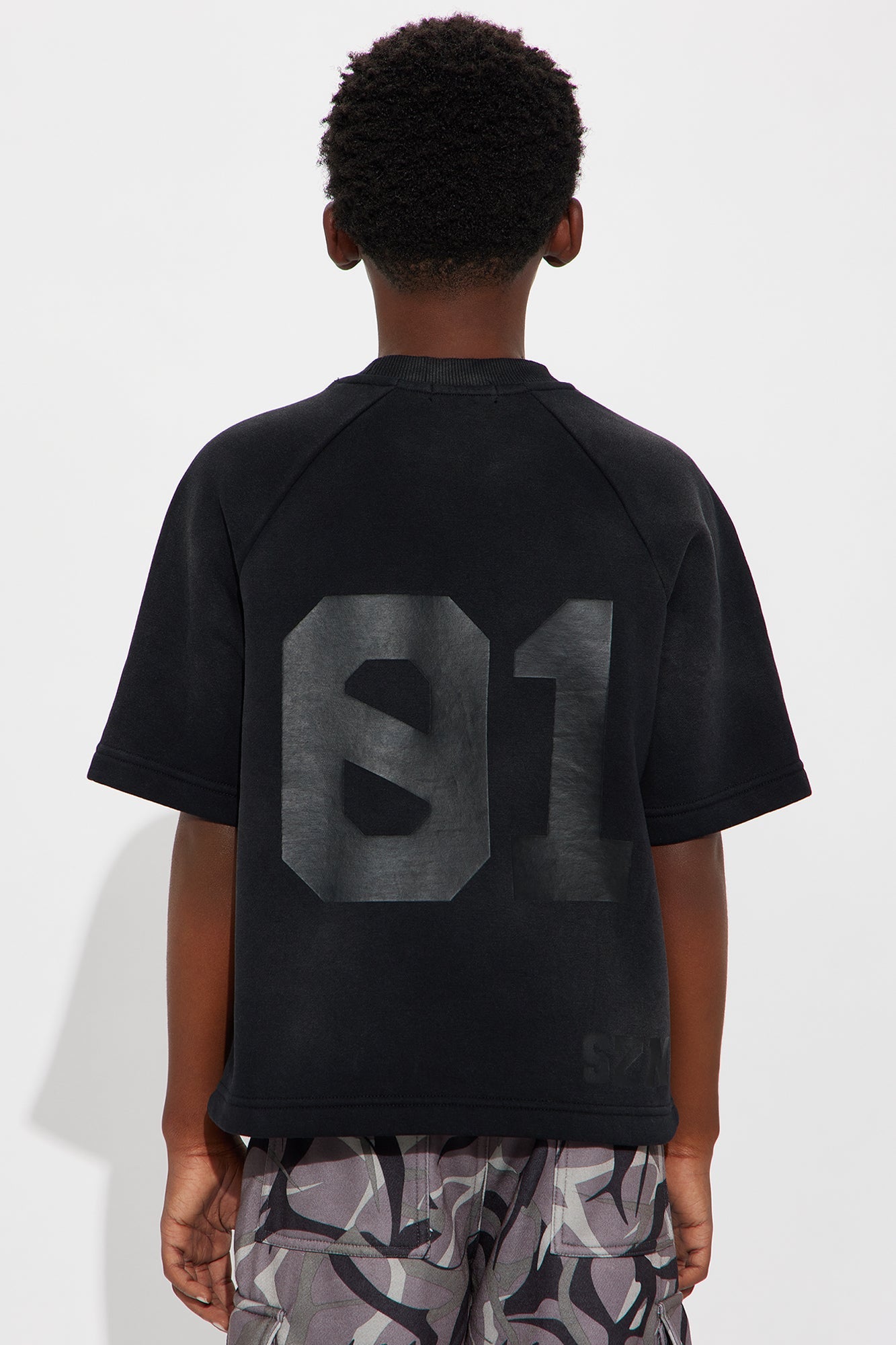 Mini Money Short Sleeve Raglan Sweatshirt - Black