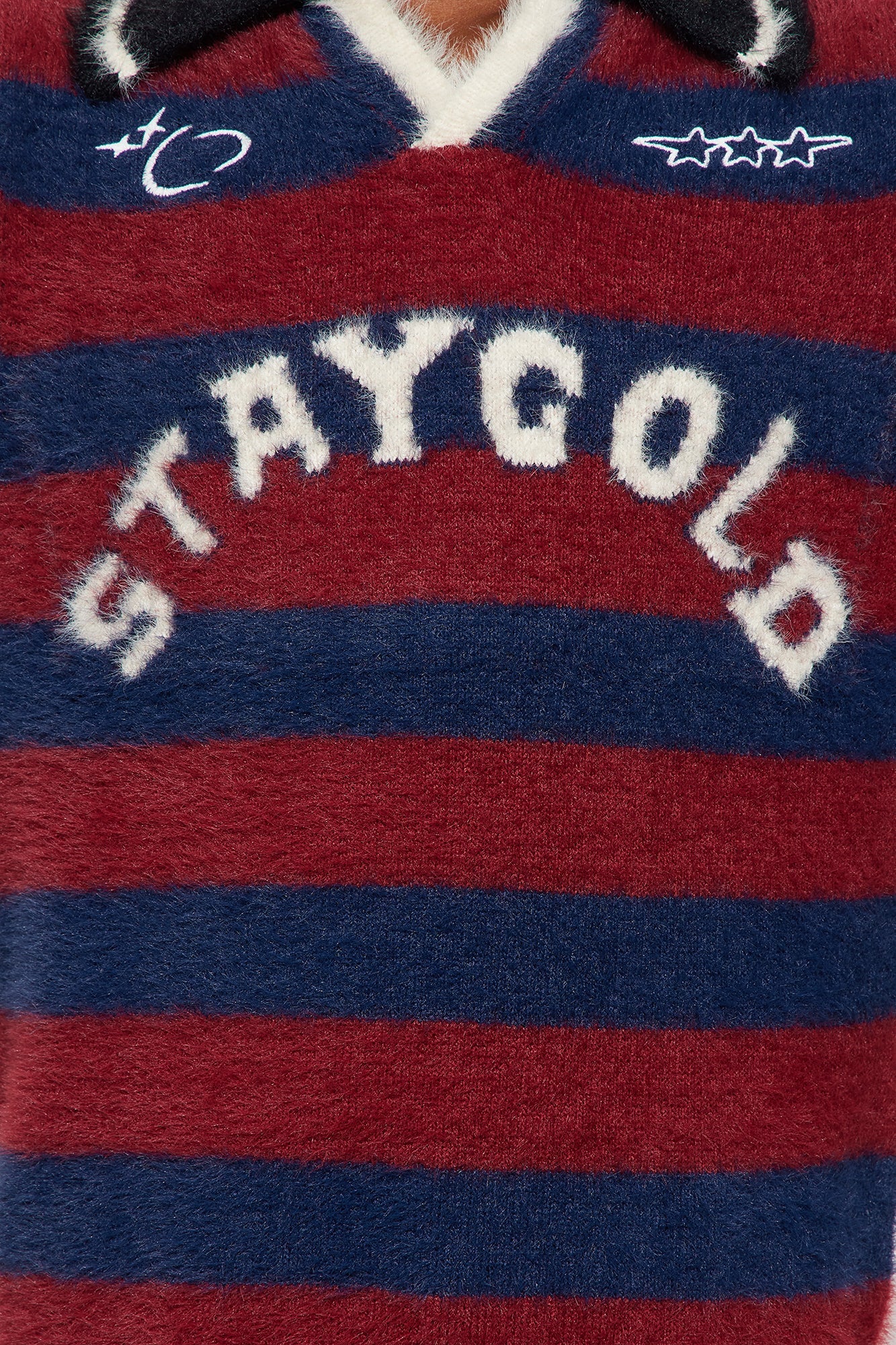 Mini Stay Gold Striped Brushed Sweater - Red