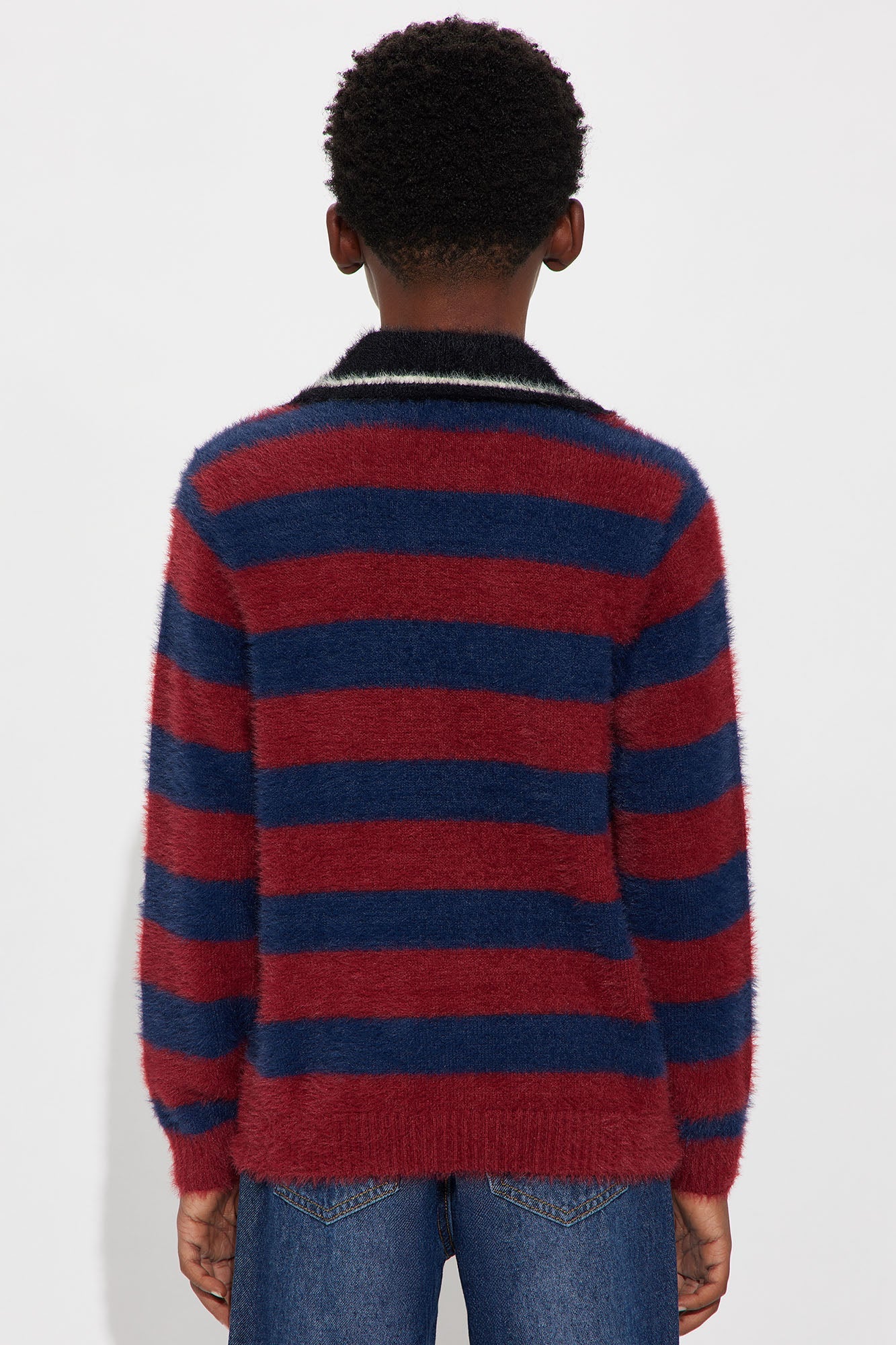 Mini Stay Gold Striped Brushed Sweater - Red