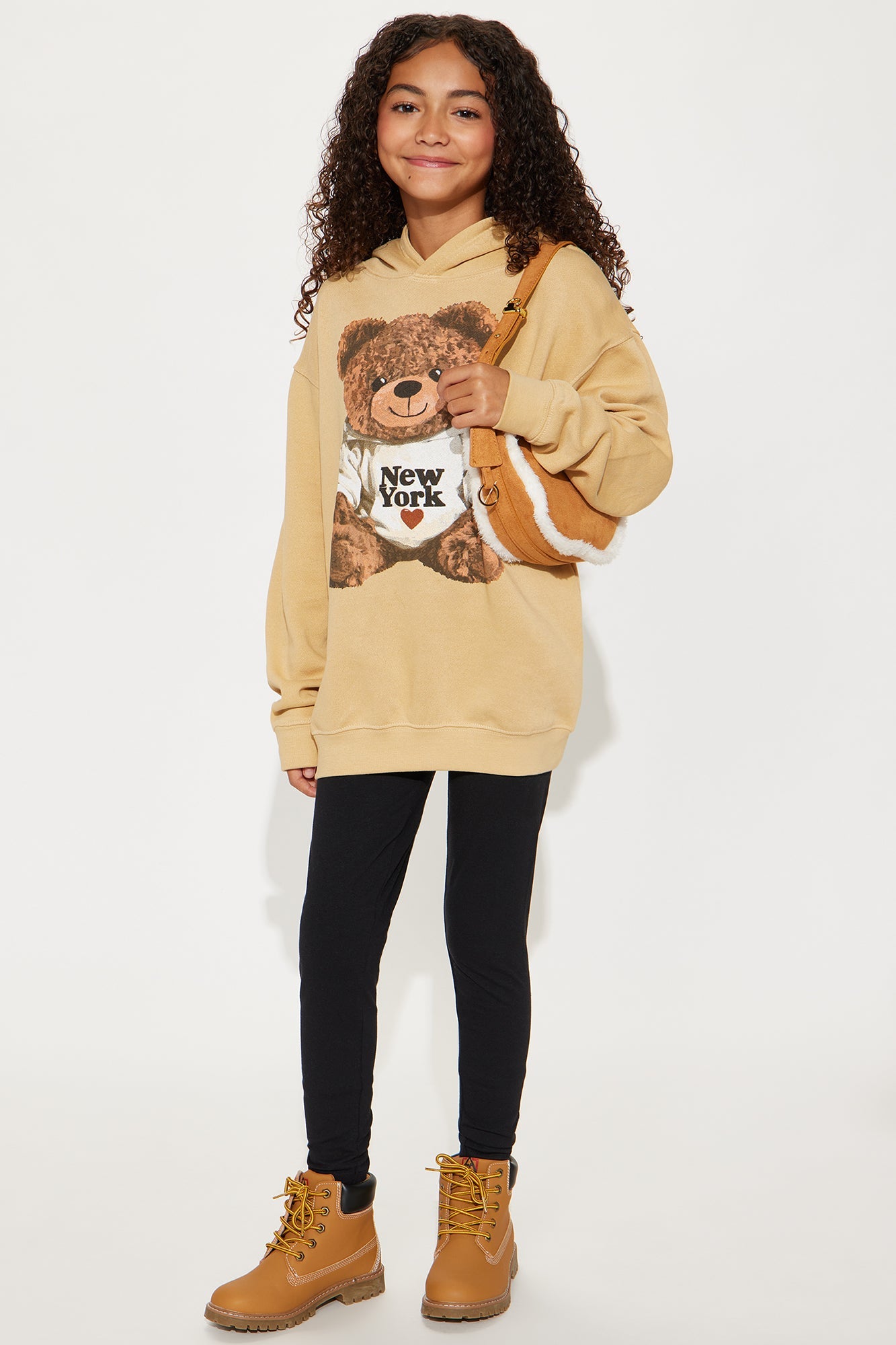 Mini New York Bear Hoodie - Sand