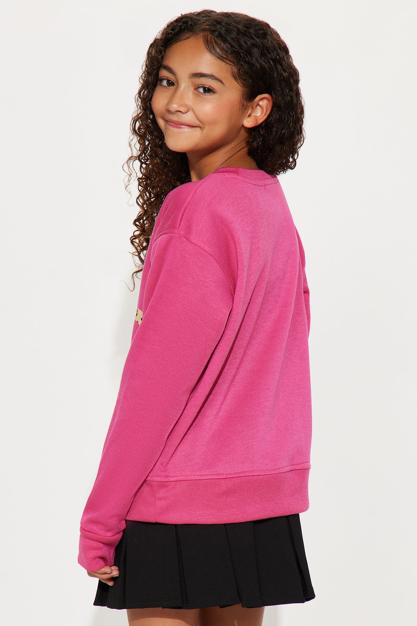 Mini Stay Wild Crew Neck Sweatshirt - Hot Pink