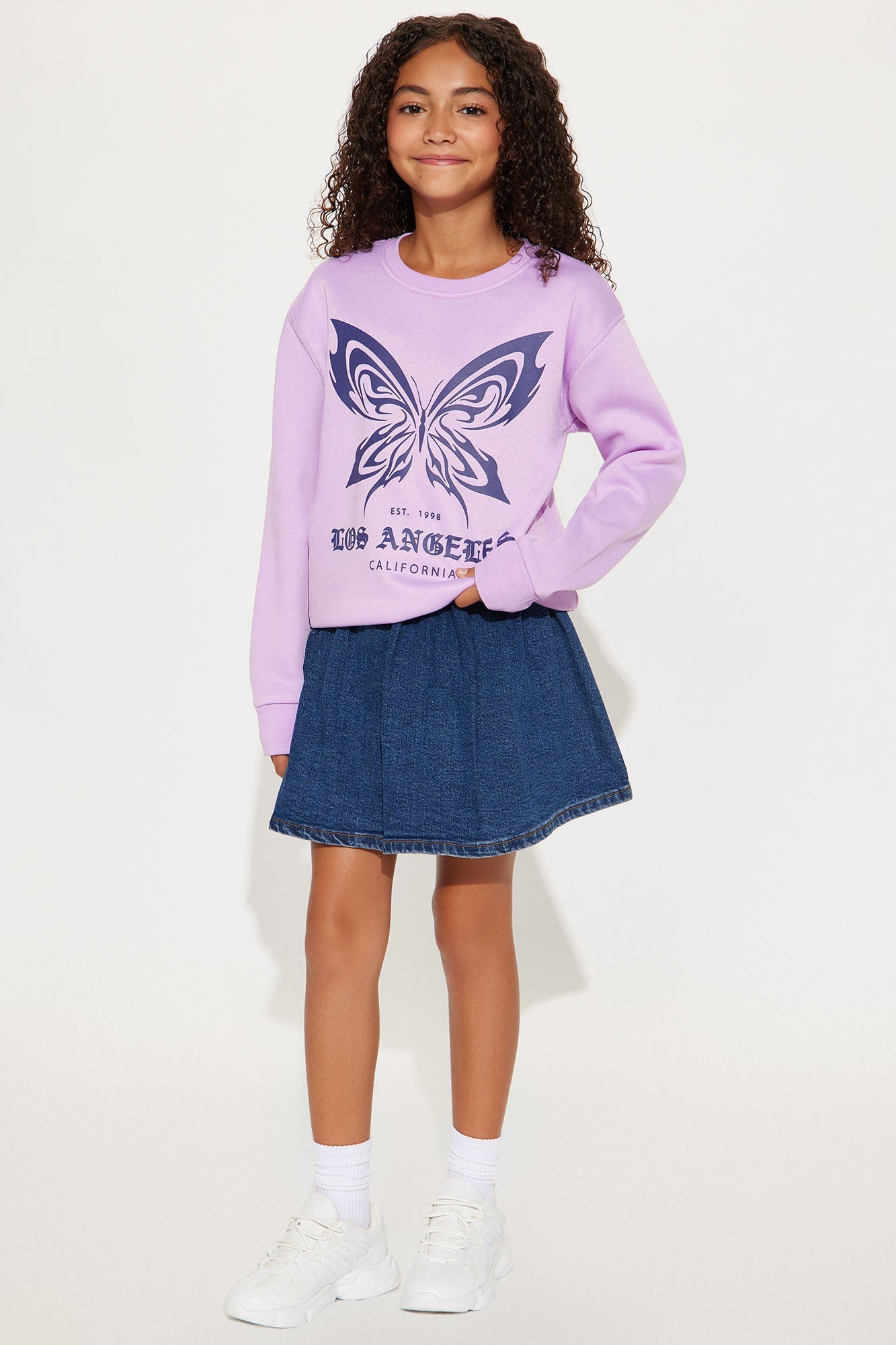 Mini LA Butterfly Crew Neck Sweatshirt - Lilac