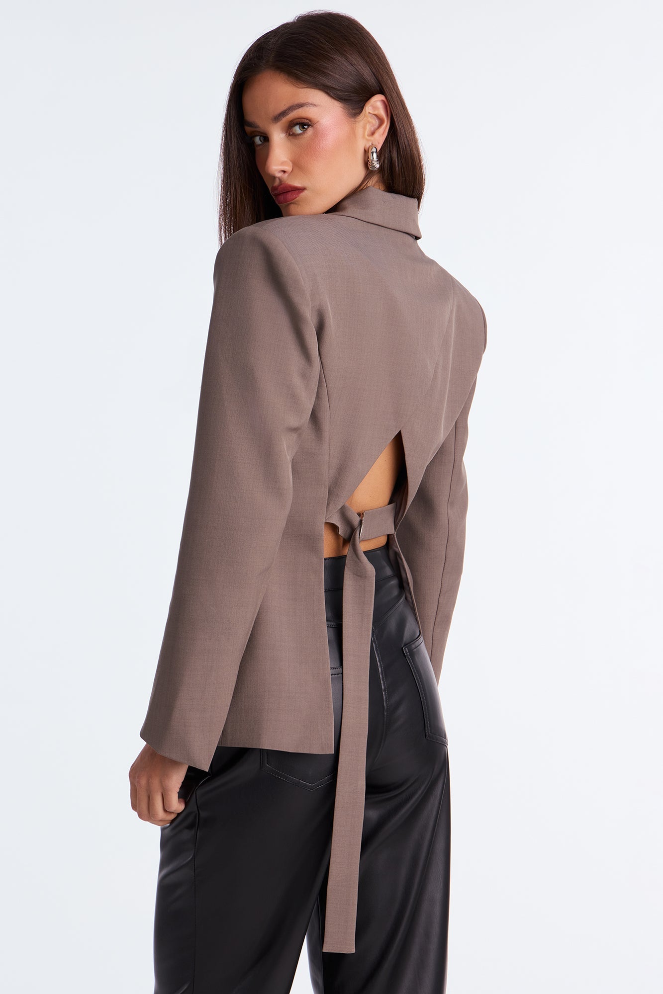 Corporate Babe Open Back Blazer - Grey