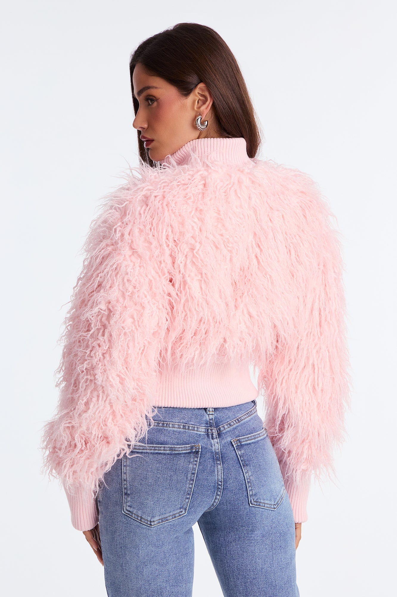 Sienna Shaggy Faux Fur Jacket - Light Pink