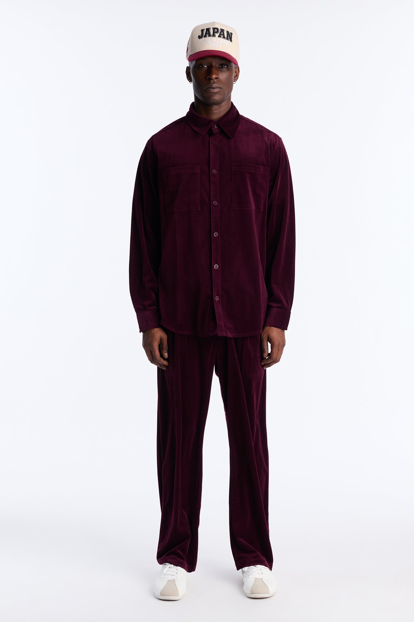 Relaxed Lincoln Park Textured Button Up Shirt - Burgundy