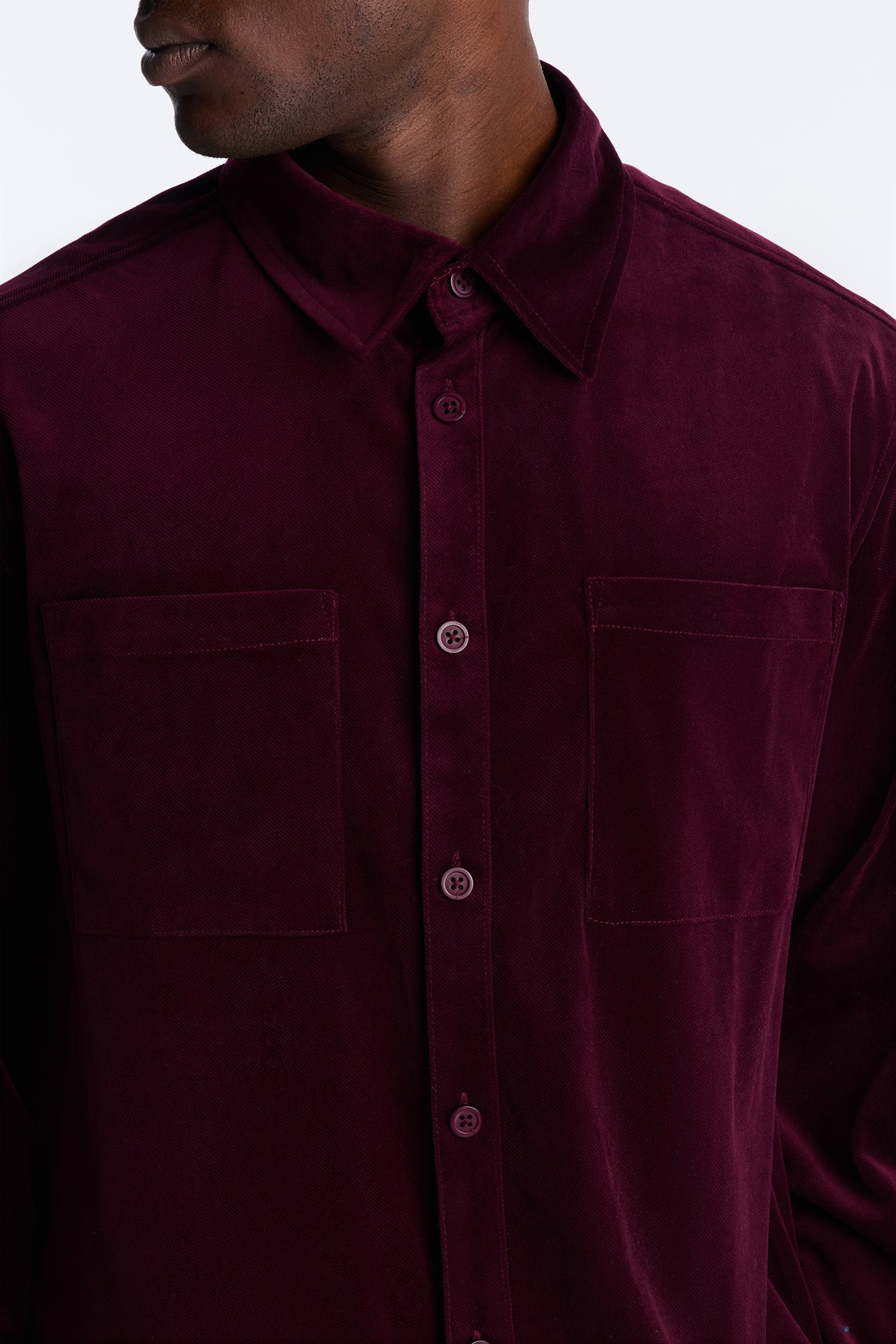 Relaxed Lincoln Park Textured Button Up Shirt - Burgundy