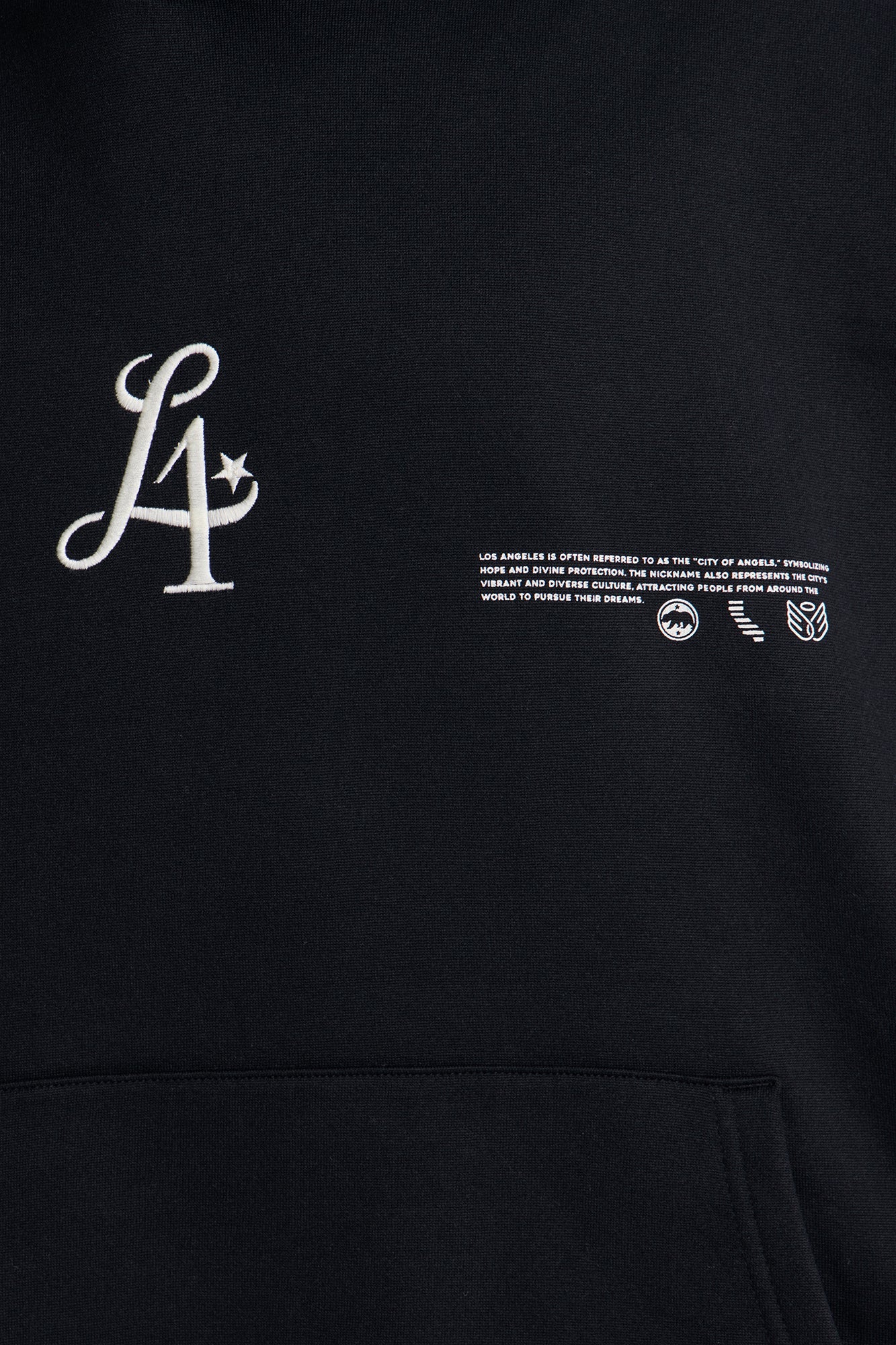 City Of Angels Embroidered Hoodie - Black