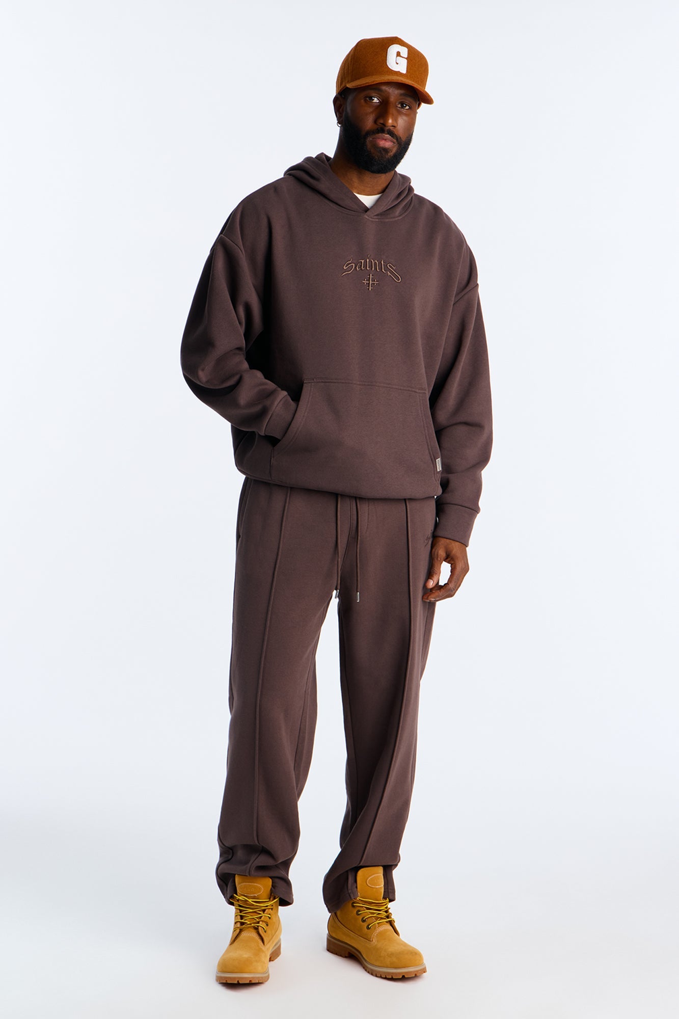 Saints Studio Embroidered Hoodie - Chocolate