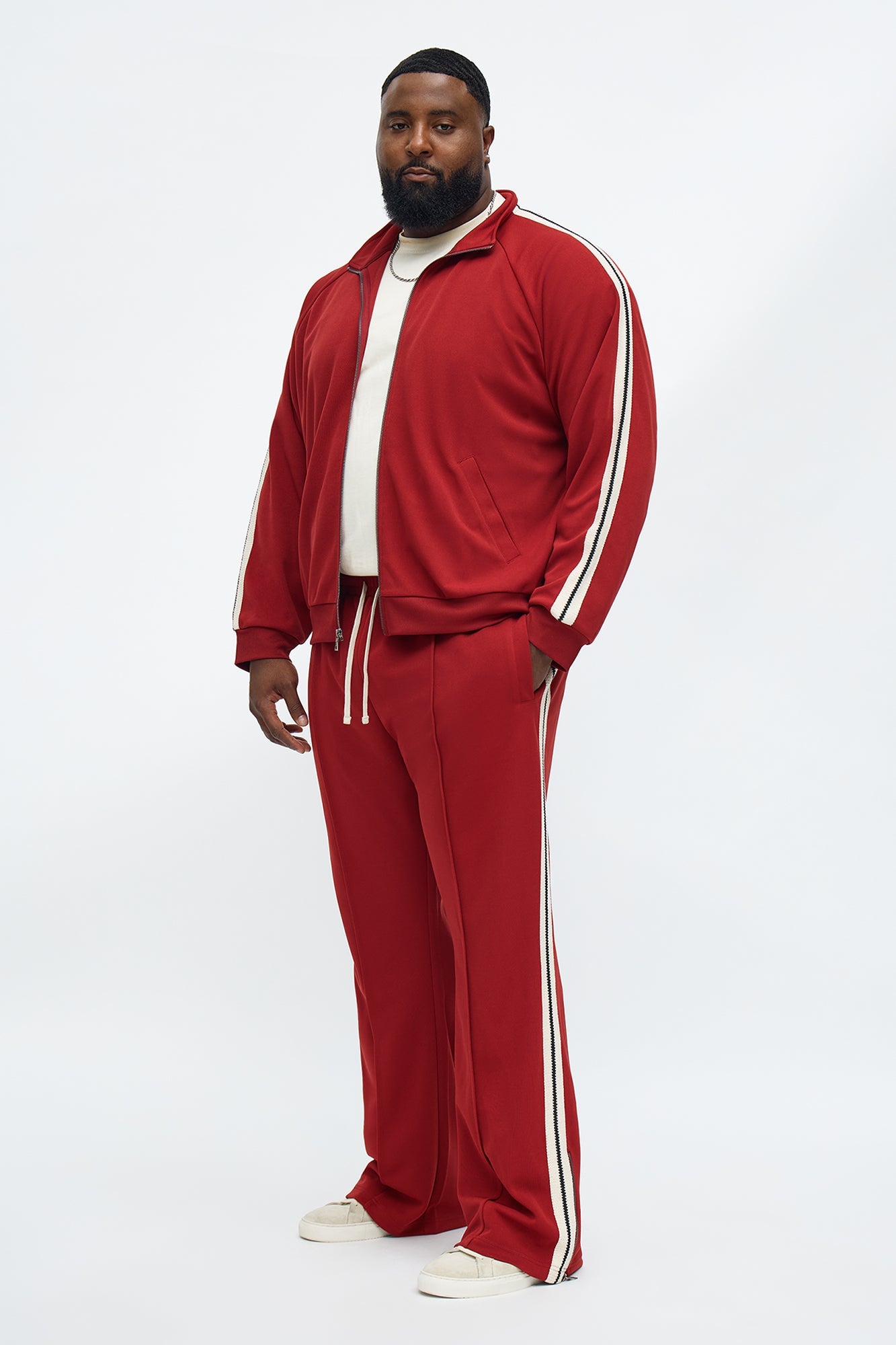 Dennis Slim Flare Track Pant - Burgundy