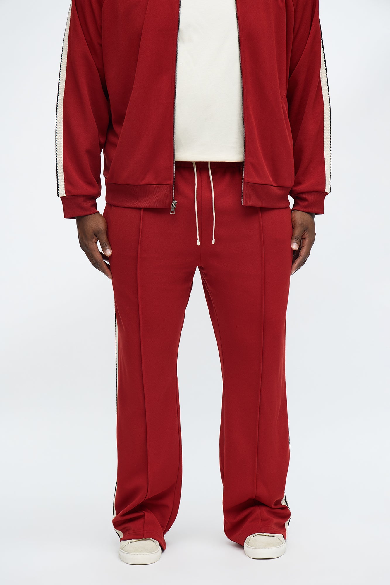 Dennis Slim Flare Track Pant - Burgundy