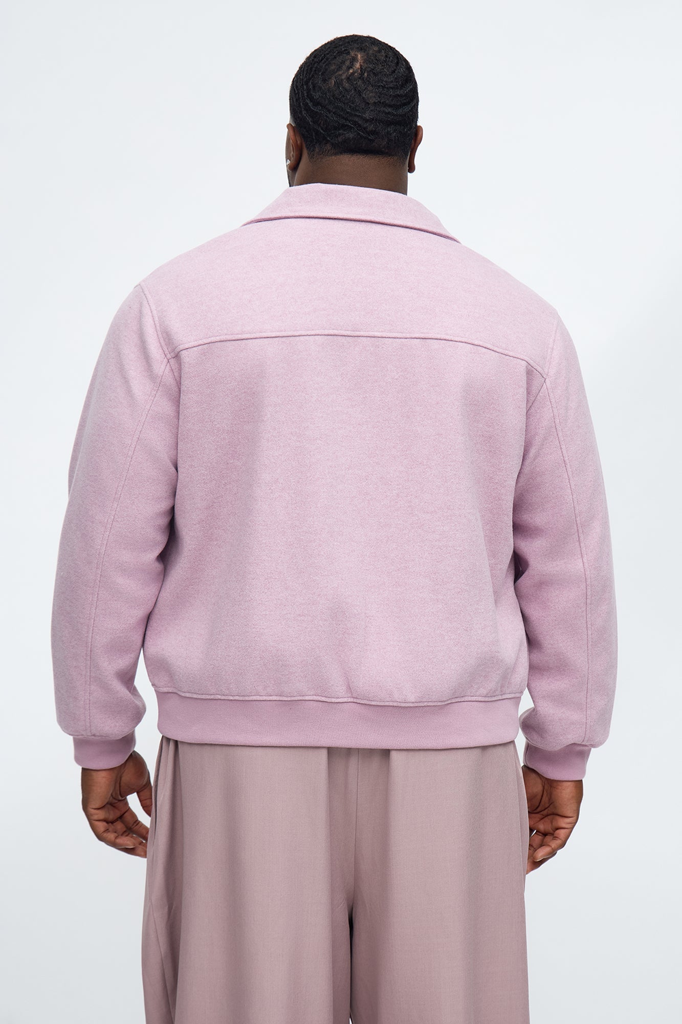 Elevated On The Run Faux Wool Bomber Jacket - Mauve